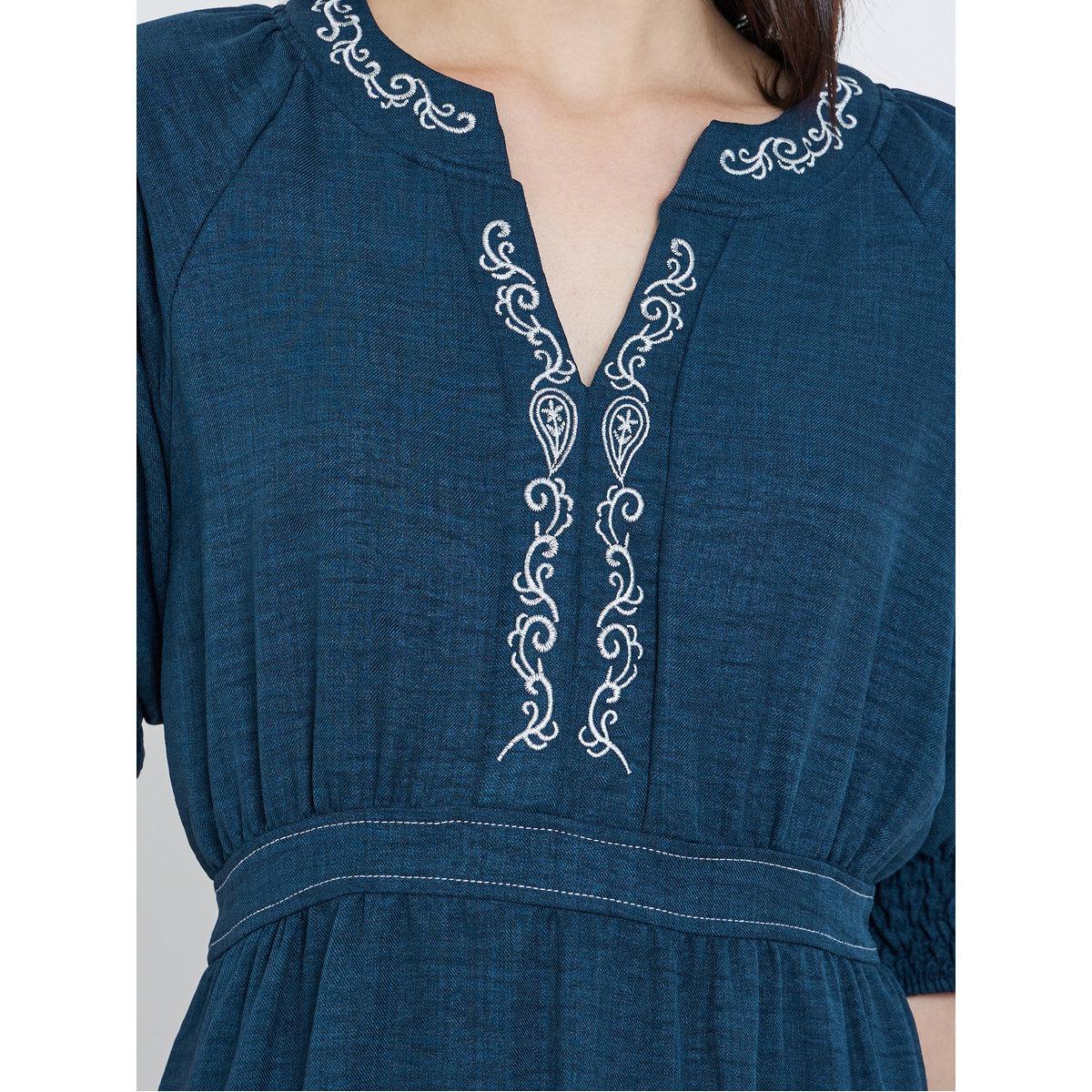 Styli Embroidered Puff Sleeve Tiered Midi Dress-women-clothing-dresses-image-4