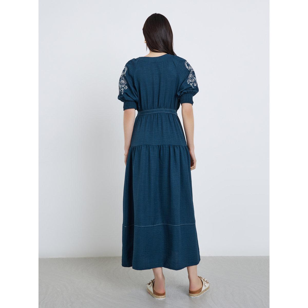 Styli Embroidered Puff Sleeve Tiered Midi Dress-women-clothing-dresses-image-5