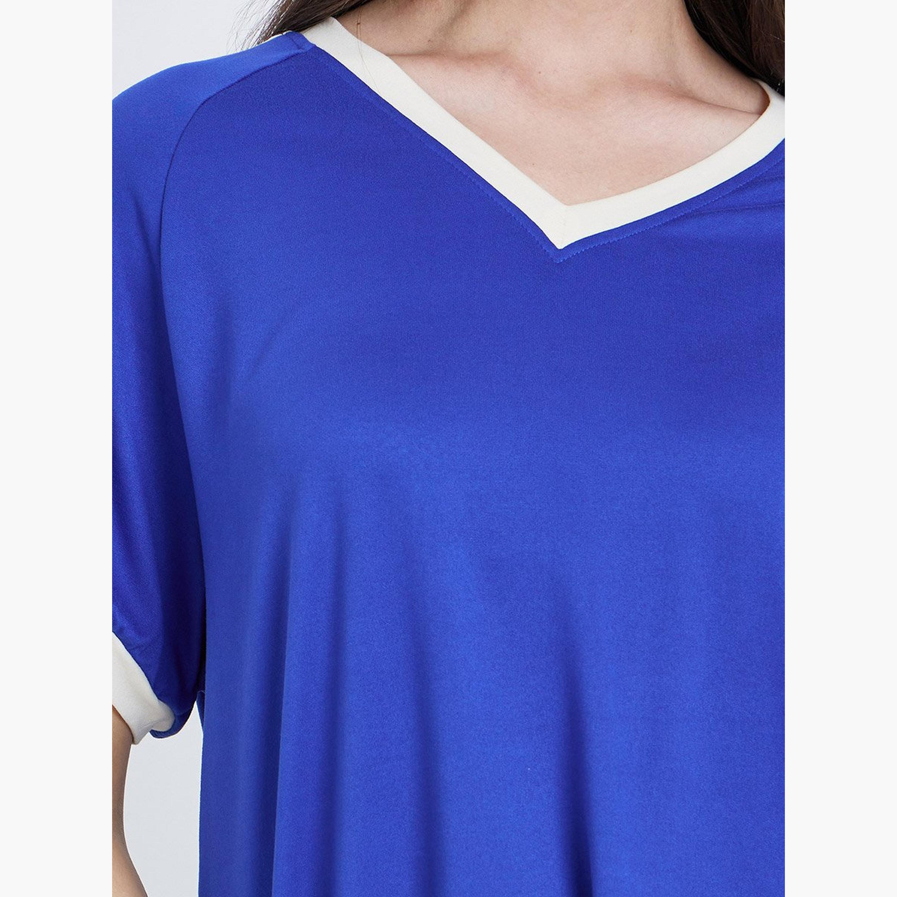 Take Two Navy Blue Oversized V-Neck T-Shirt-women-clothing-tshirts-image-3