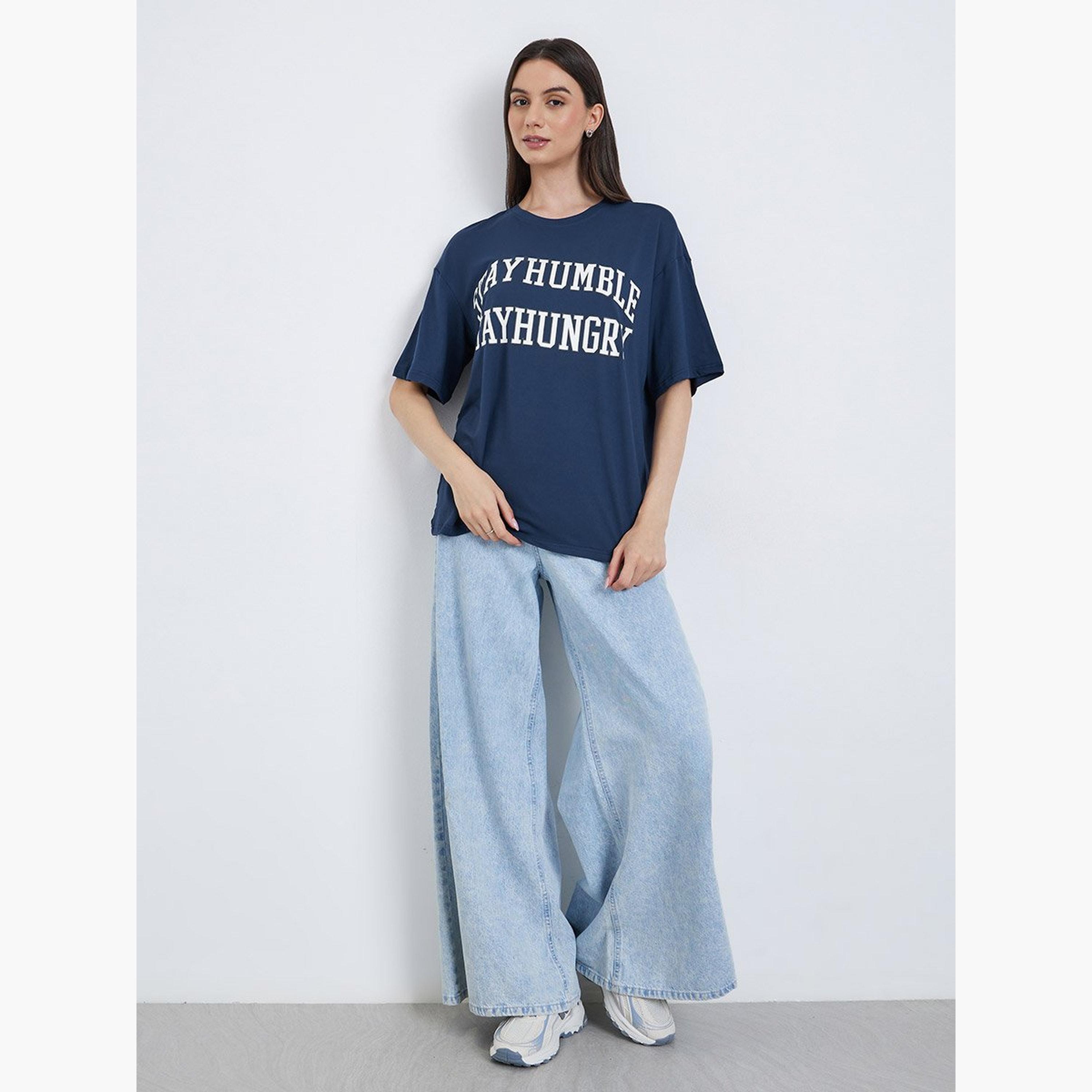 تيك تو - تي شيرت مقاس كبير بطبعة شعار-women-clothing-tshirts-image-2