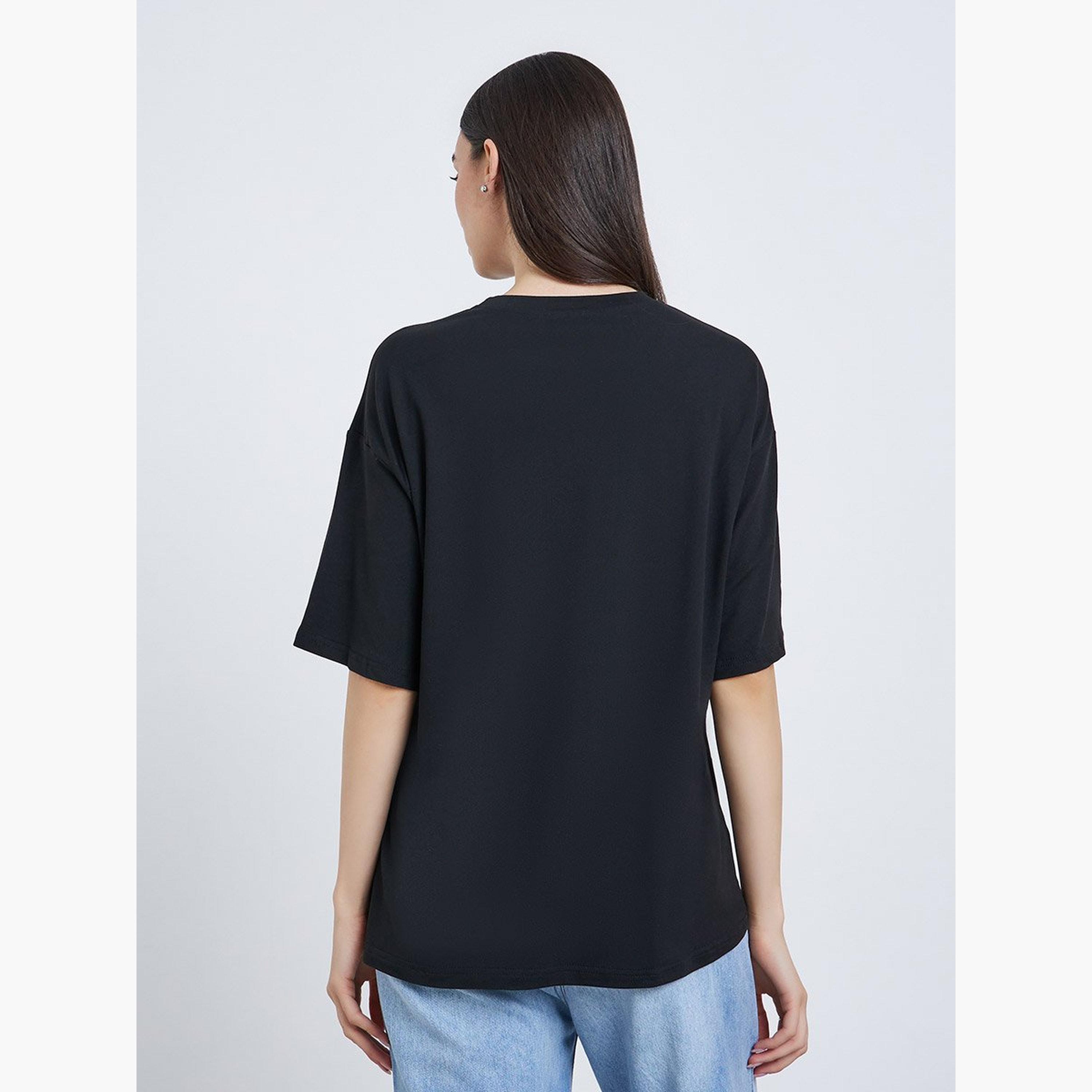 Take Two Black Oversized Graphic Print T-Shirt-women-clothing-tshirts-image-4