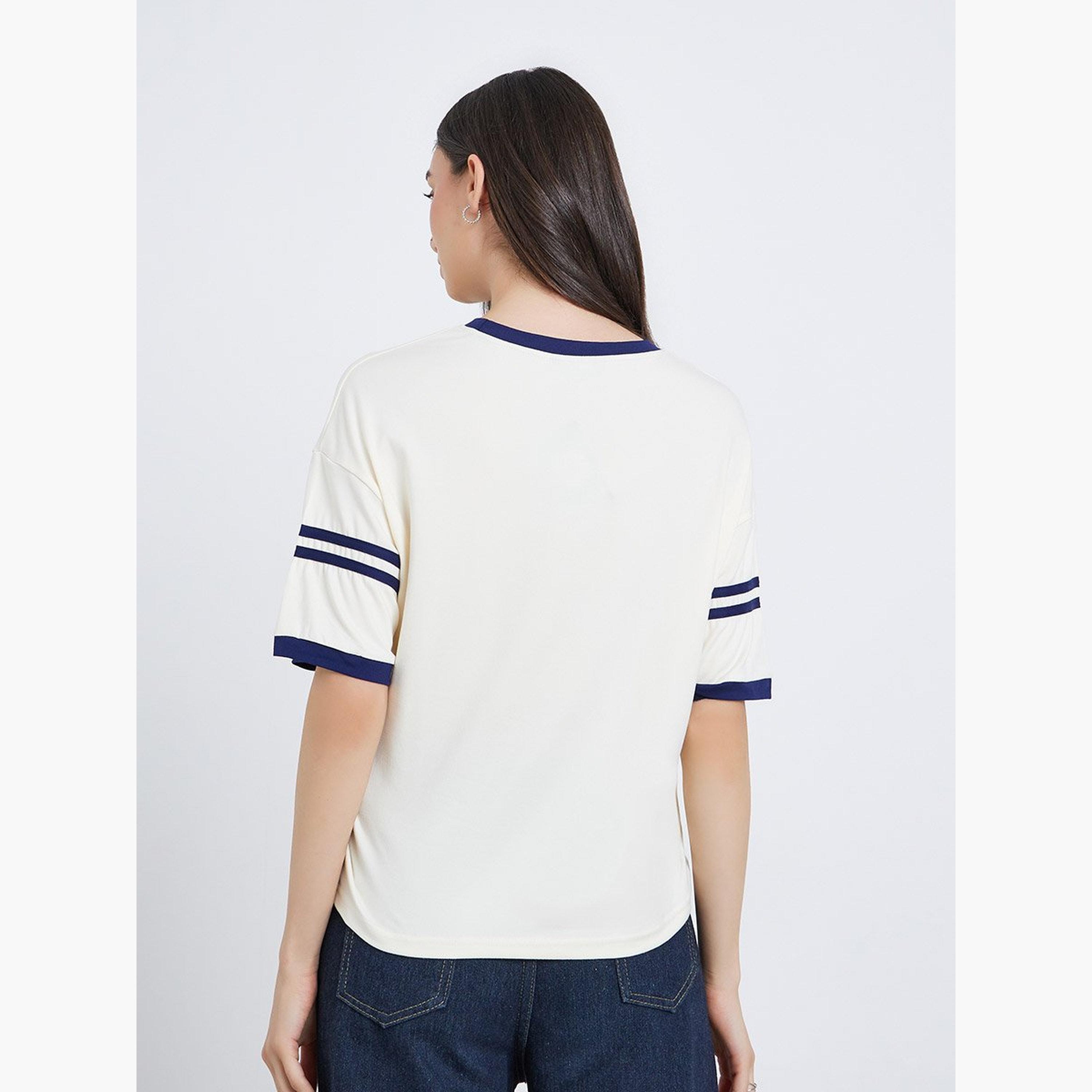 تيك تو - تي شيرت مخطط بيج مقاس كبير-women-clothing-tshirts-image-4