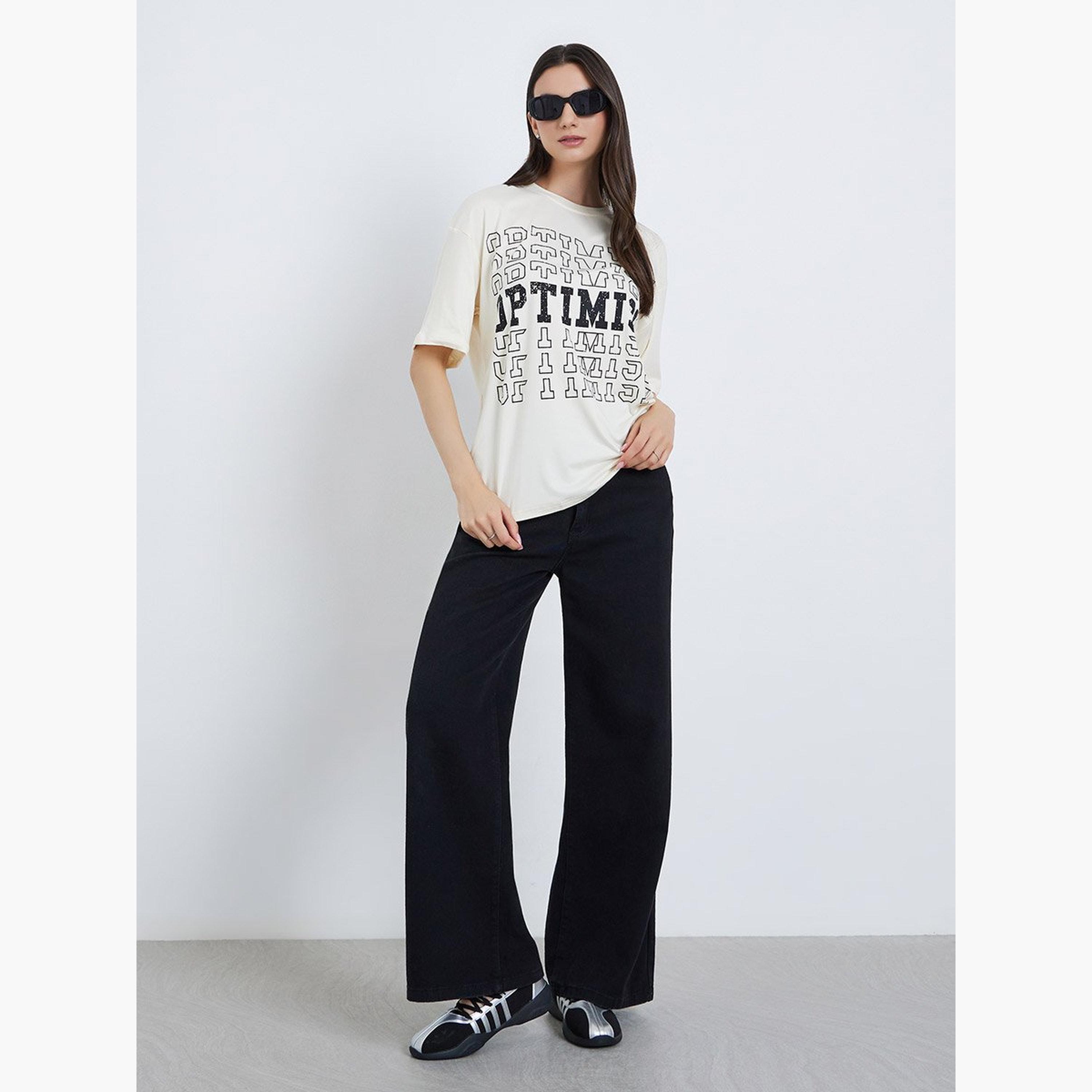 تيك تو - تي شيرت مقاس كبير بطبعة شعار-women-clothing-tshirts-image-2