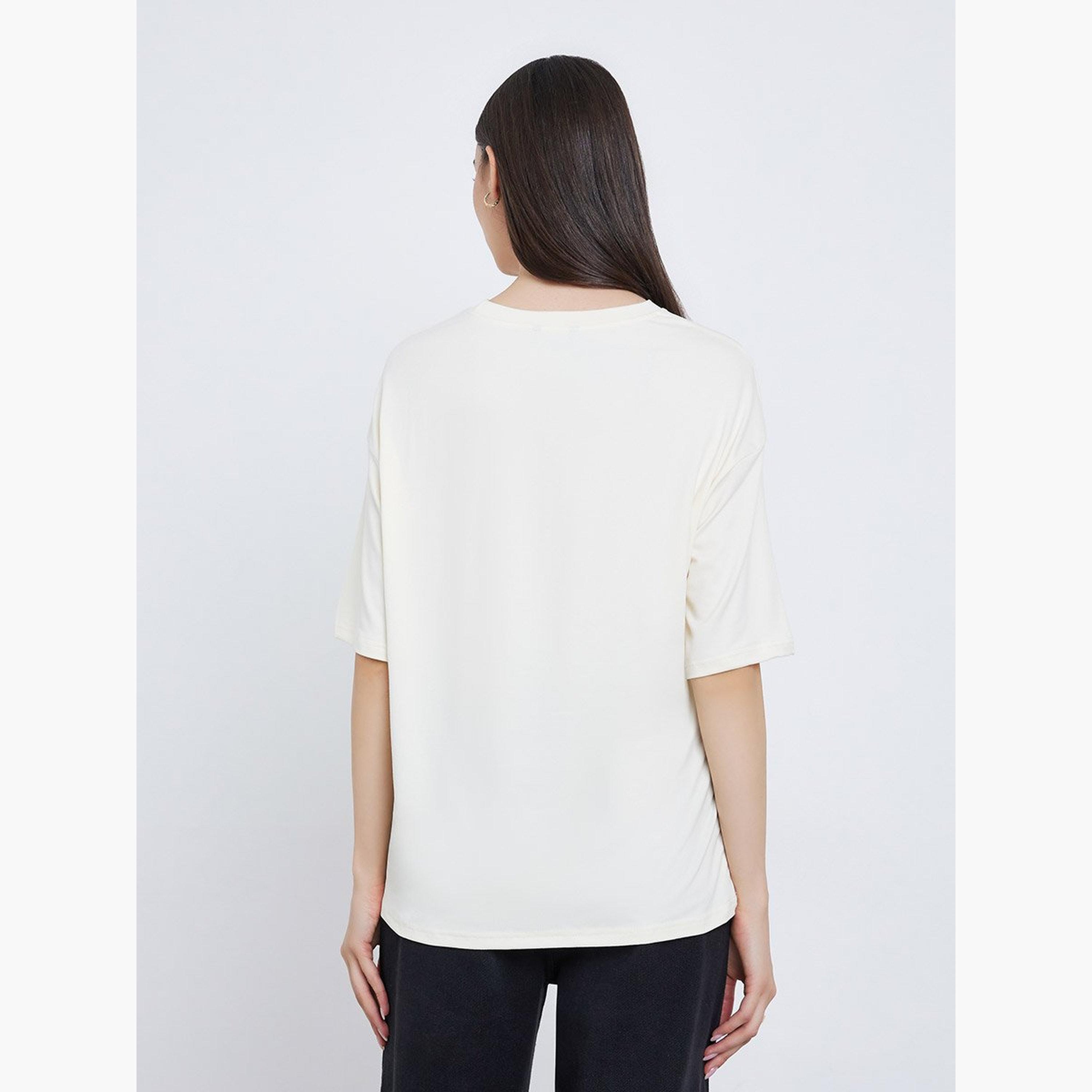 Take Two Beige Slogan Oversized T-Shirt-women-clothing-tshirts-image-4