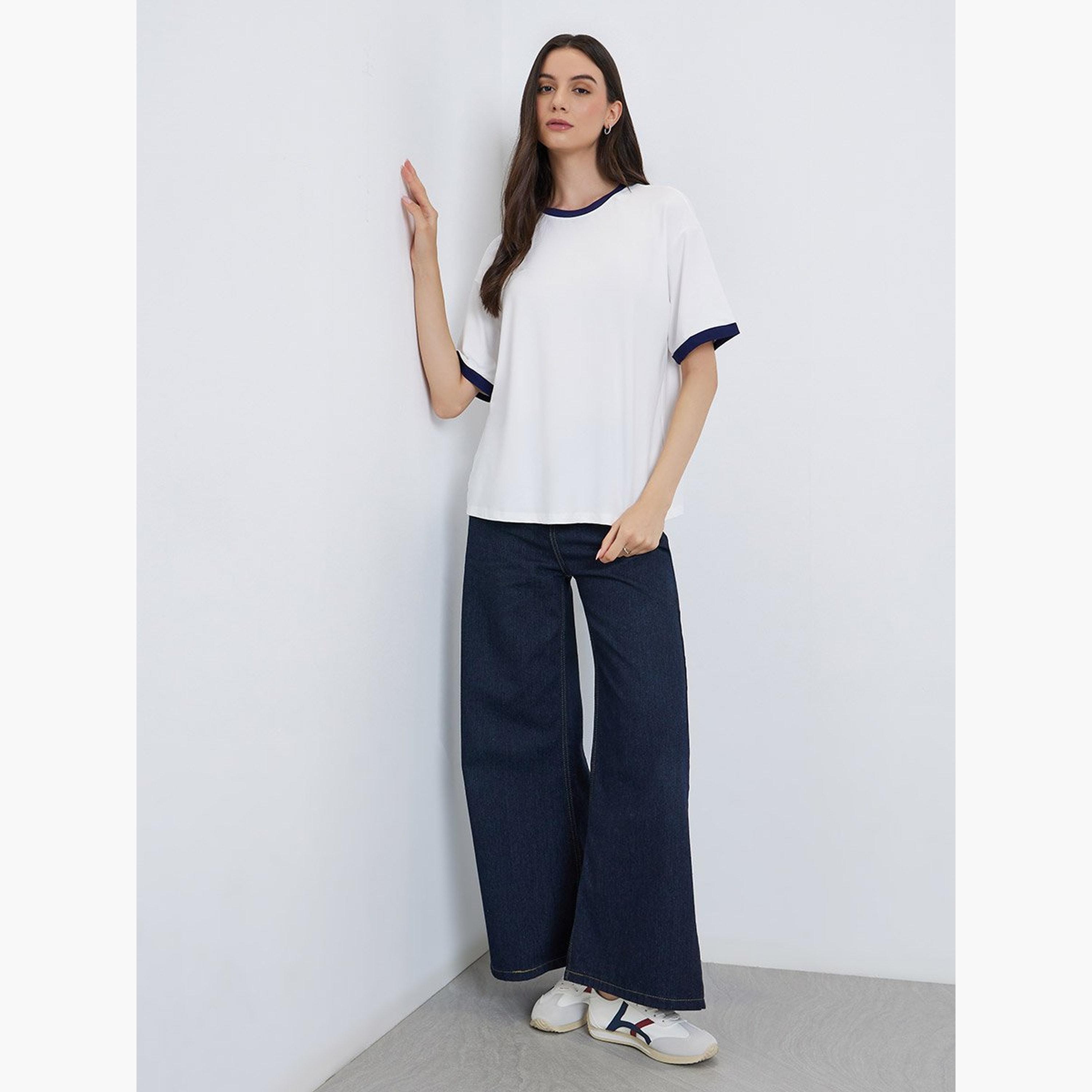 Take Two Contrast Trim Short Sleeve Oversized T-Shirt-women-clothing-tshirts-image-2