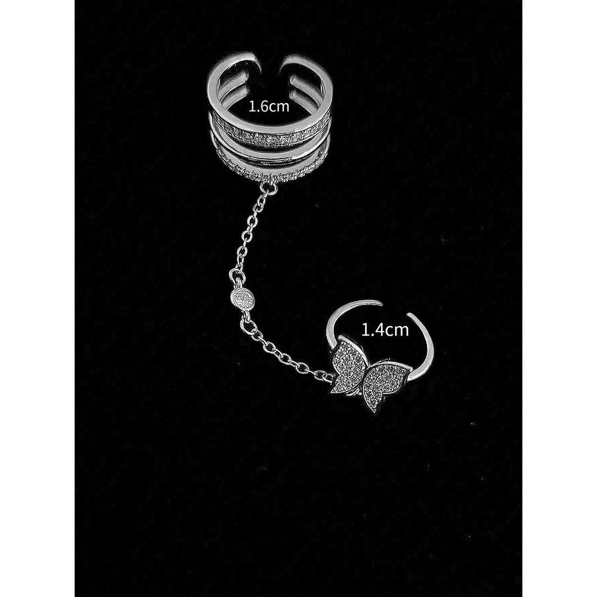 خاتم مُنمق بتفاصيل فراشة مع سلسلة-women-watchesandjewellery-jewellery-rings-image-4