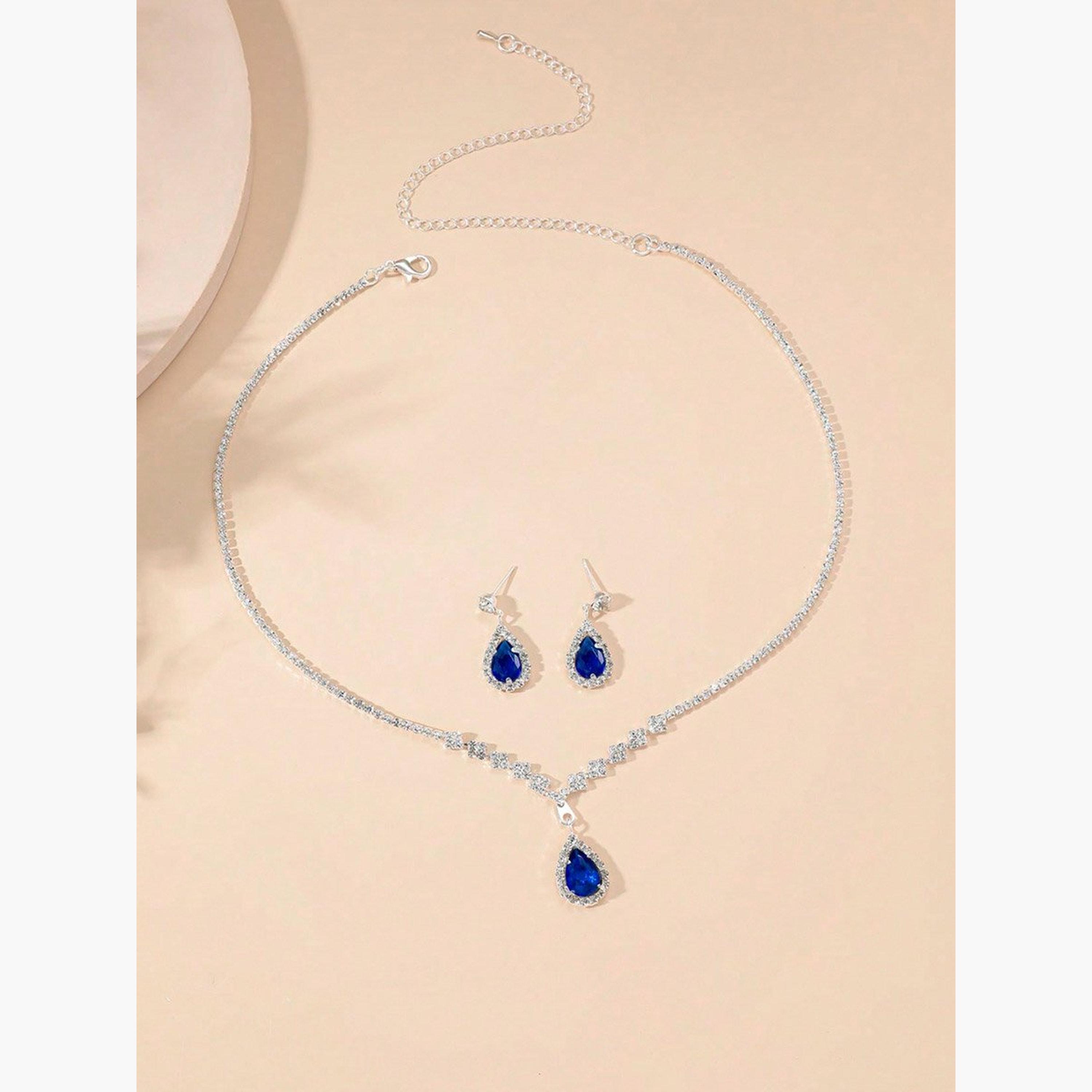 قلادة بتفاصيل مُنمقة مع أقراط-women-watchesandjewellery-jewellery-jewellerysets-image-4
