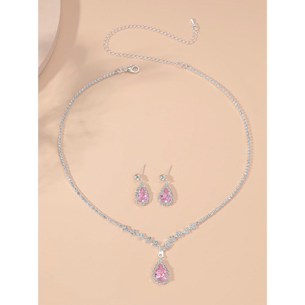 Take Two Embellished Necklace with Rhinestone Drop and Earrings Set-women-watchesandjewellery-jewellery-jewellerysets-image-4