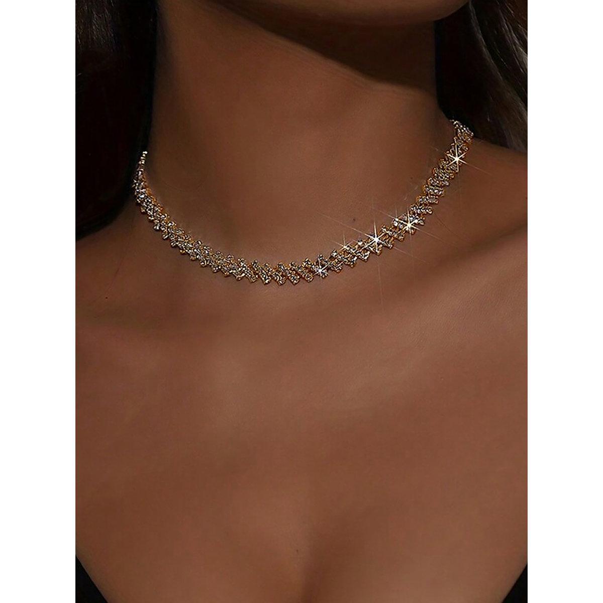 Take Two Gold Embellished Link Necklace-women-watchesandjewellery-jewellery-necklacesandpendants-image-1