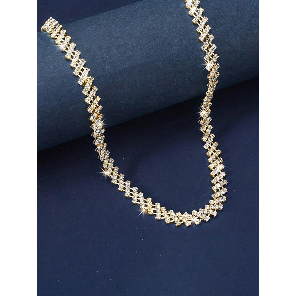 Take Two Gold Embellished Link Necklace-women-watchesandjewellery-jewellery-necklacesandpendants-image-4