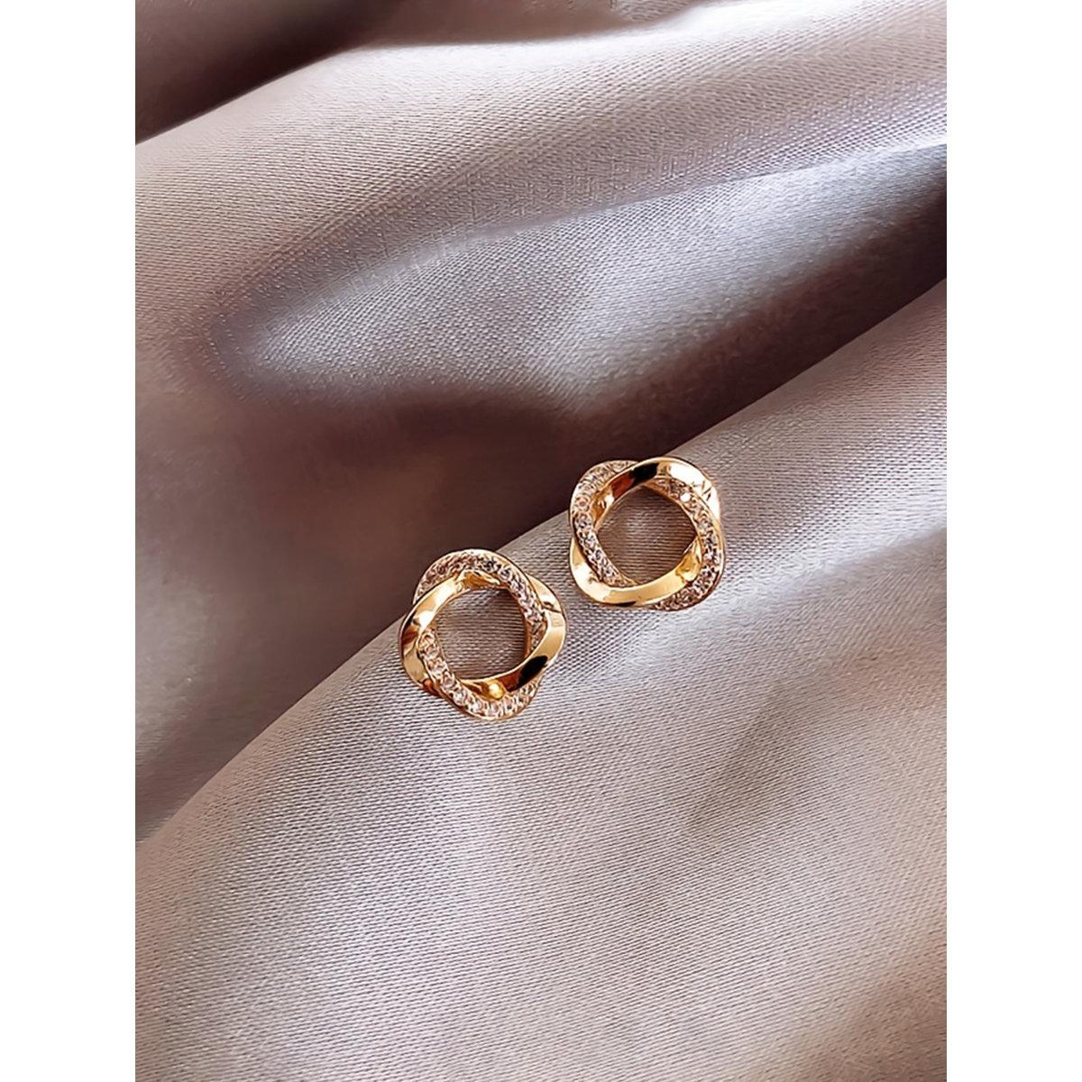 Take Two Embellished Twist Circle Earrings-women-watchesandjewellery-jewellery-earrings-image-2