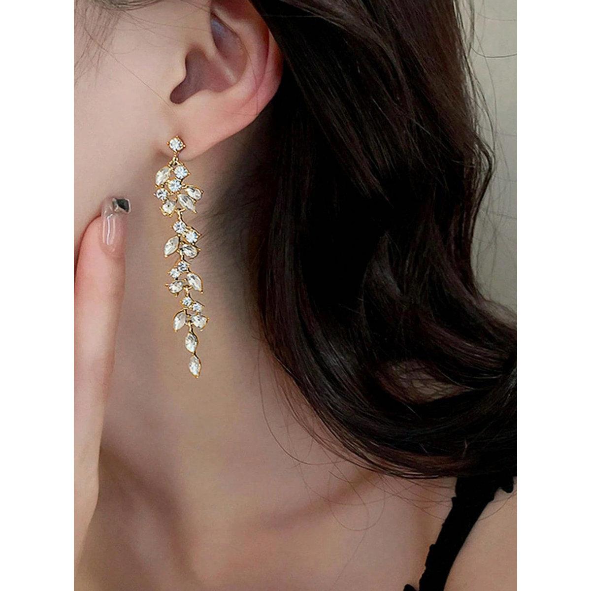 Take Two Floral Rhinestone Drop Earrings-women-watchesandjewellery-jewellery-earrings-image-2