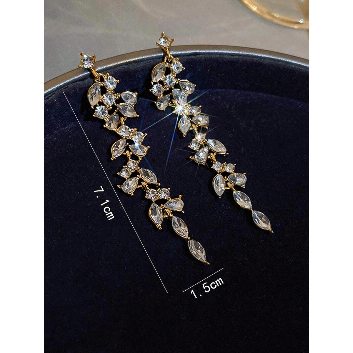 Take Two Floral Rhinestone Drop Earrings-women-watchesandjewellery-jewellery-earrings-image-3