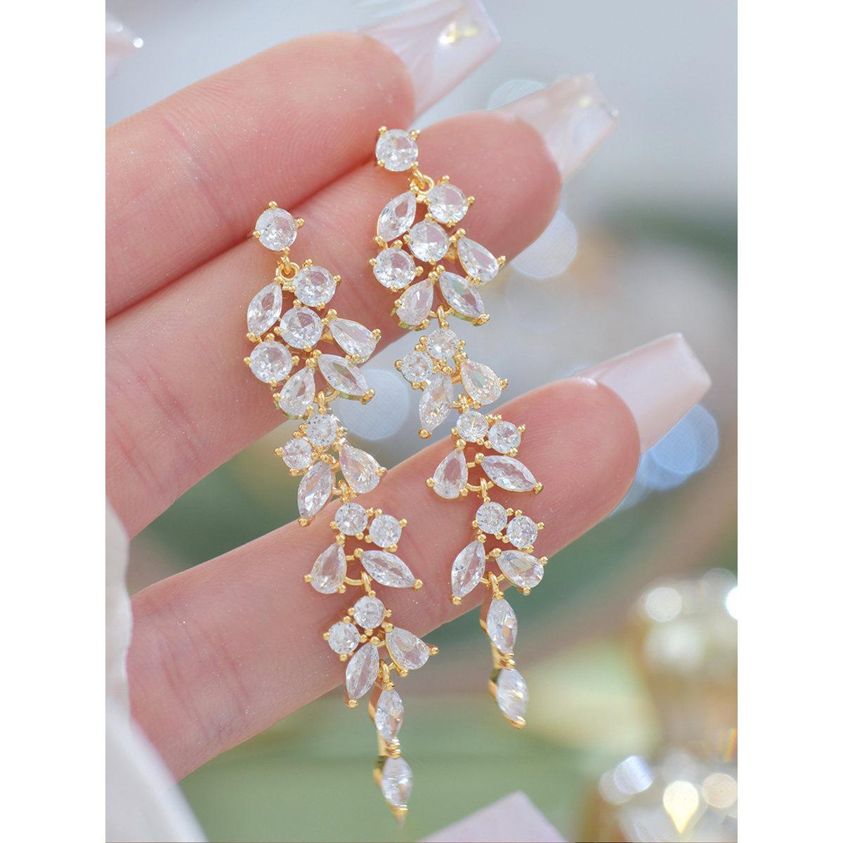 Take Two Floral Rhinestone Drop Earrings-women-watchesandjewellery-jewellery-earrings-image-4
