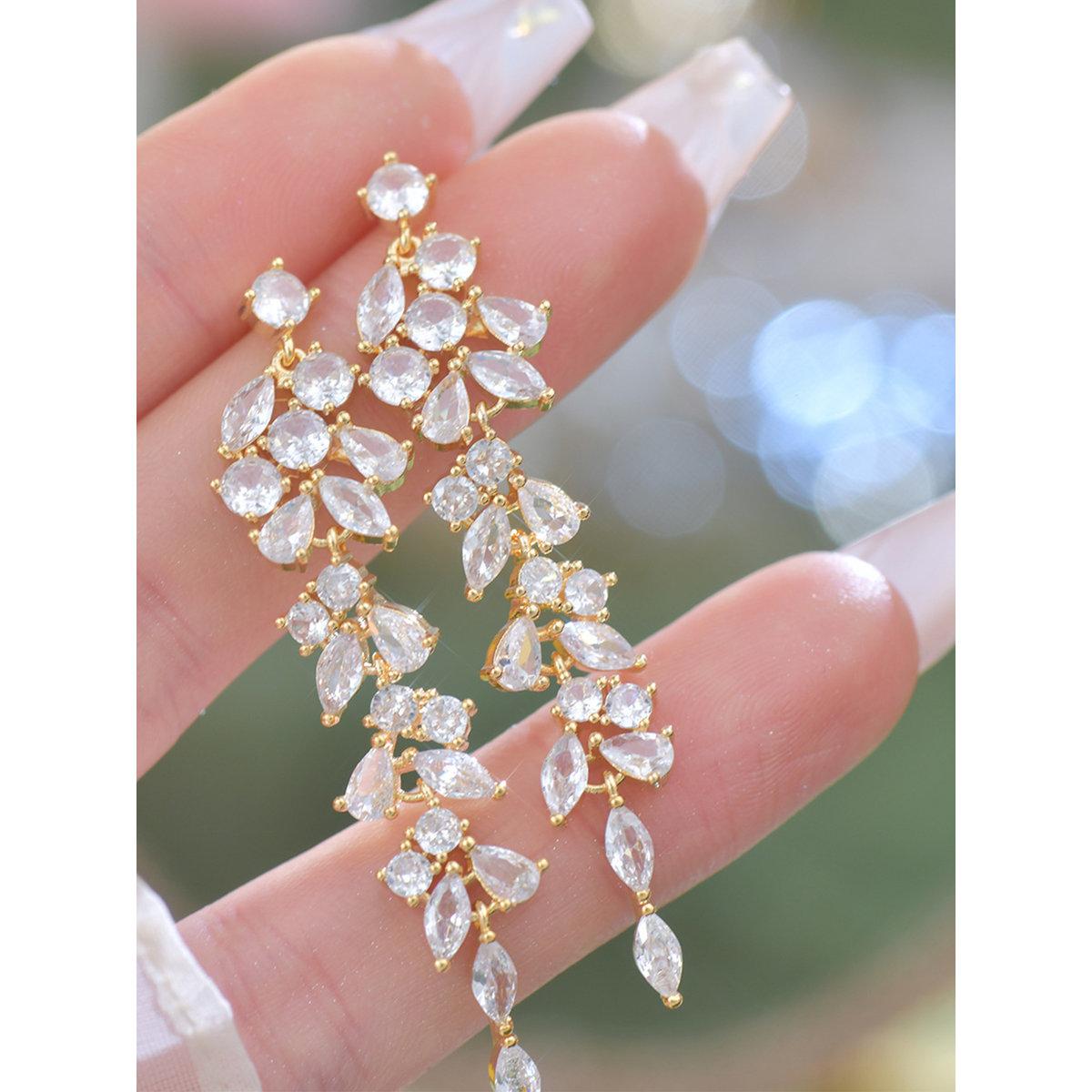 Take Two Floral Rhinestone Drop Earrings-women-watchesandjewellery-jewellery-earrings-image-5