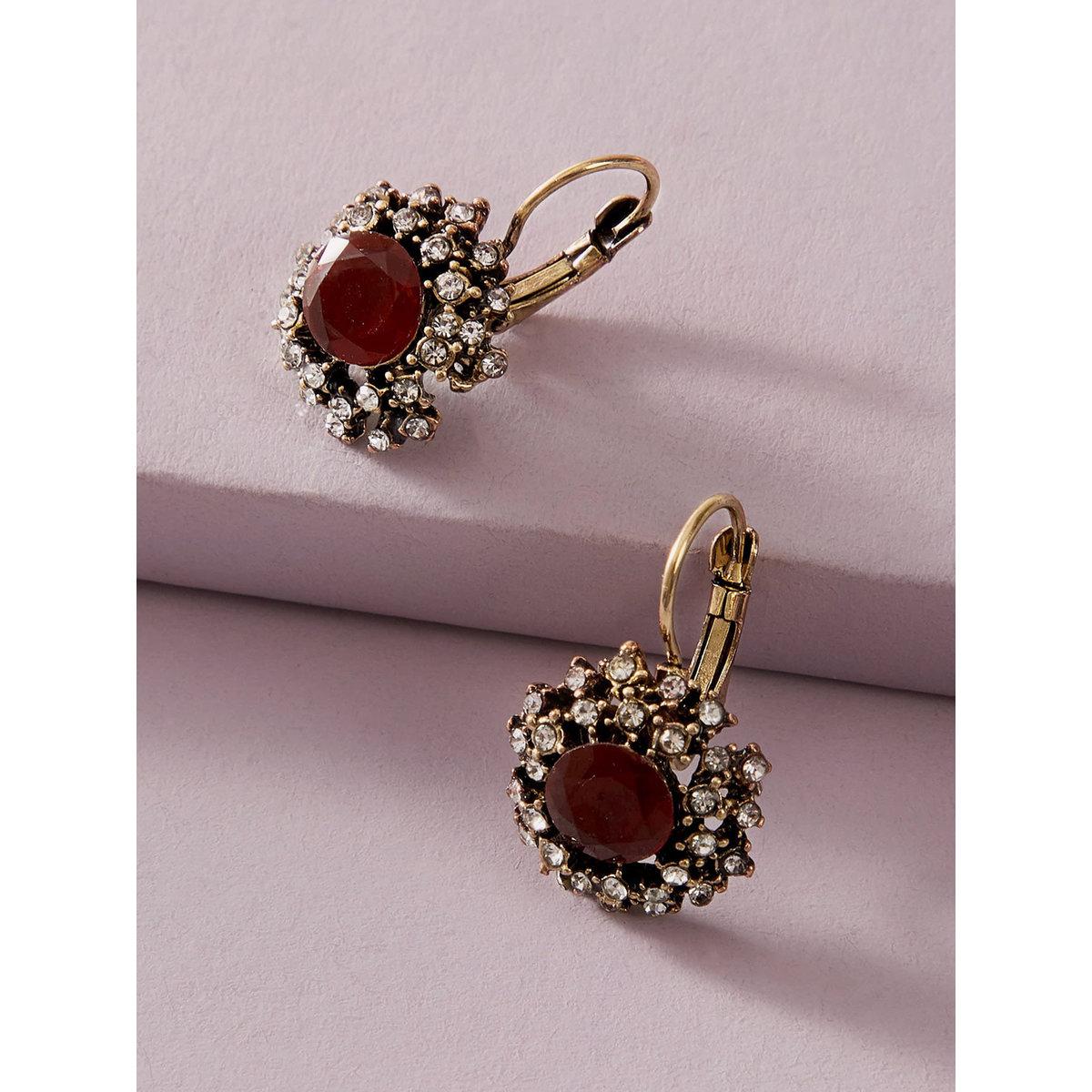 Take Two Embellished Huggie Earrings-women-watchesandjewellery-jewellery-earrings-image-1