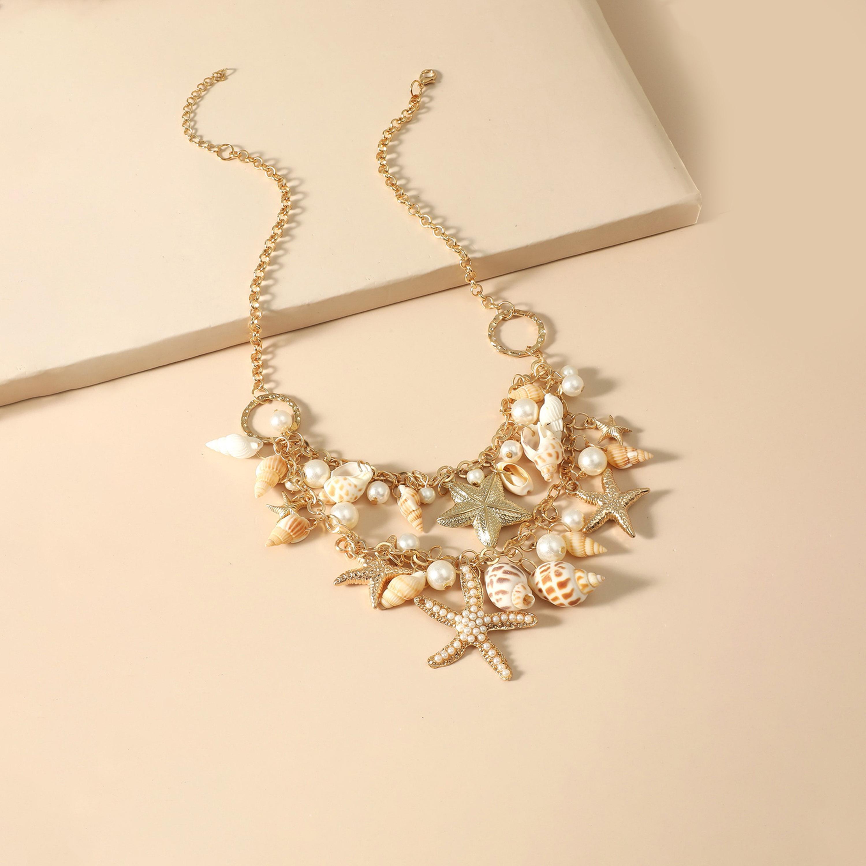 قلادة بتفاصيل صدق بحر ولؤلؤ صناعي-women-watchesandjewellery-jewellery-necklacesandpendants-image-5