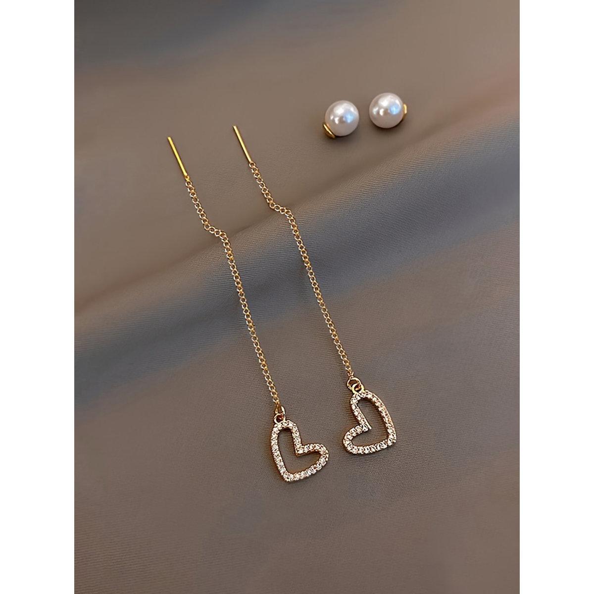Take Two Pearl Heart Dangle Threader Earrings-women-watchesandjewellery-jewellery-earrings-image-3
