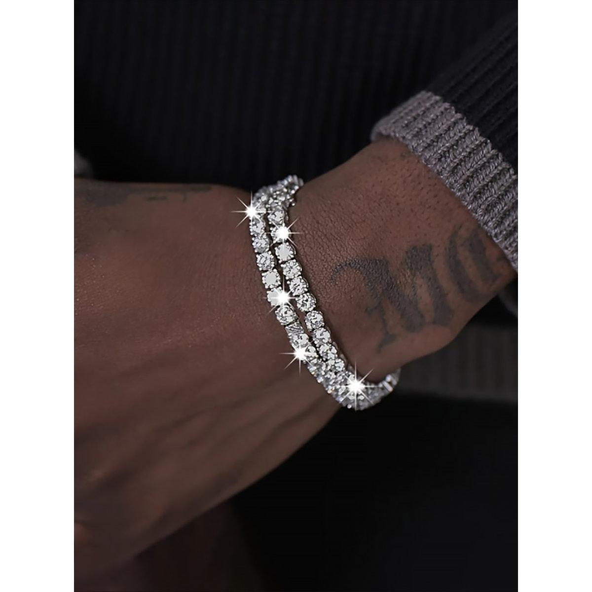 مجموعة من 2 - سوار تنس بتفاصيل مُنمقة-women-watchesandjewellery-jewellery-banglesandbracelets-image-1