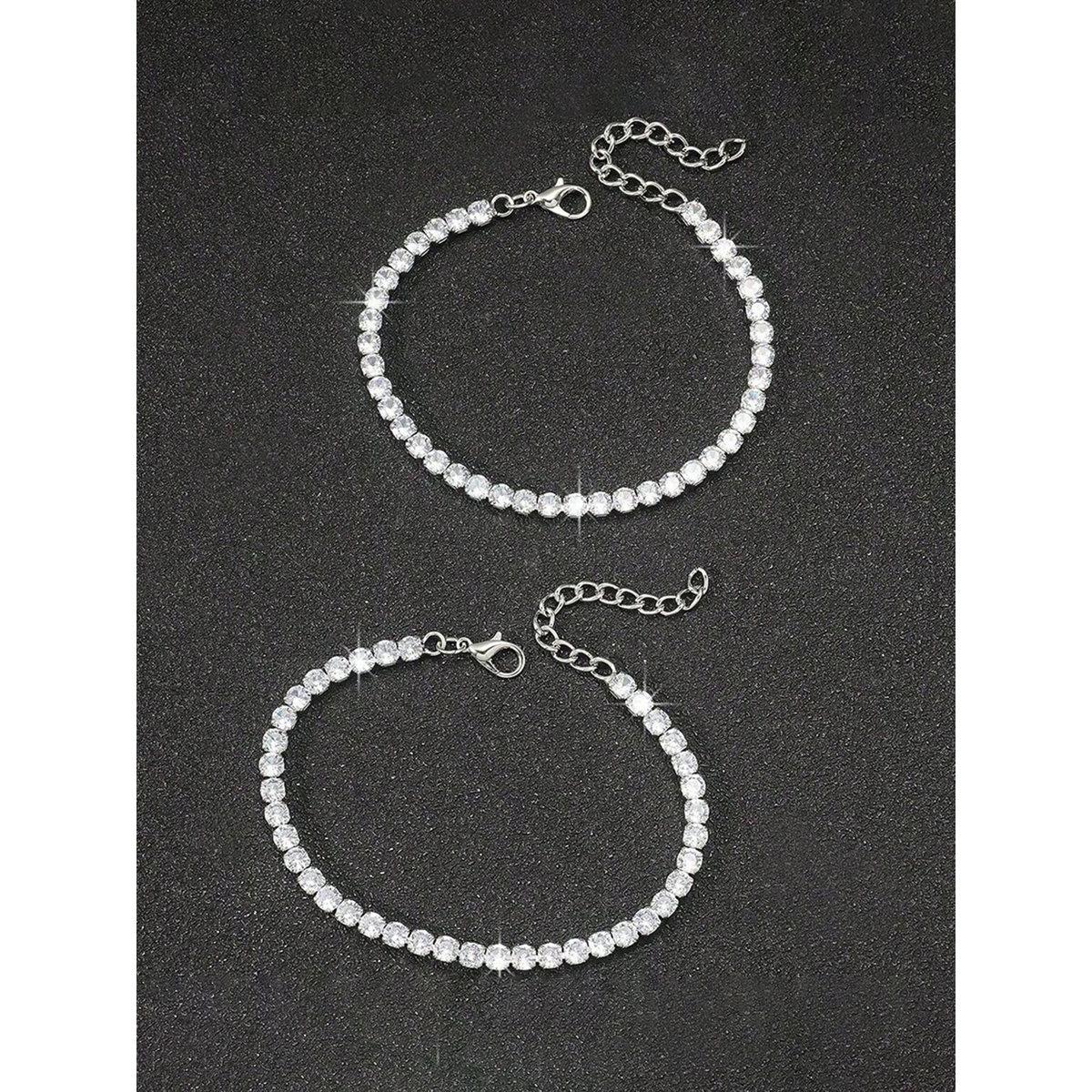 مجموعة من 2 - سوار تنس بتفاصيل مُنمقة-women-watchesandjewellery-jewellery-banglesandbracelets-image-4