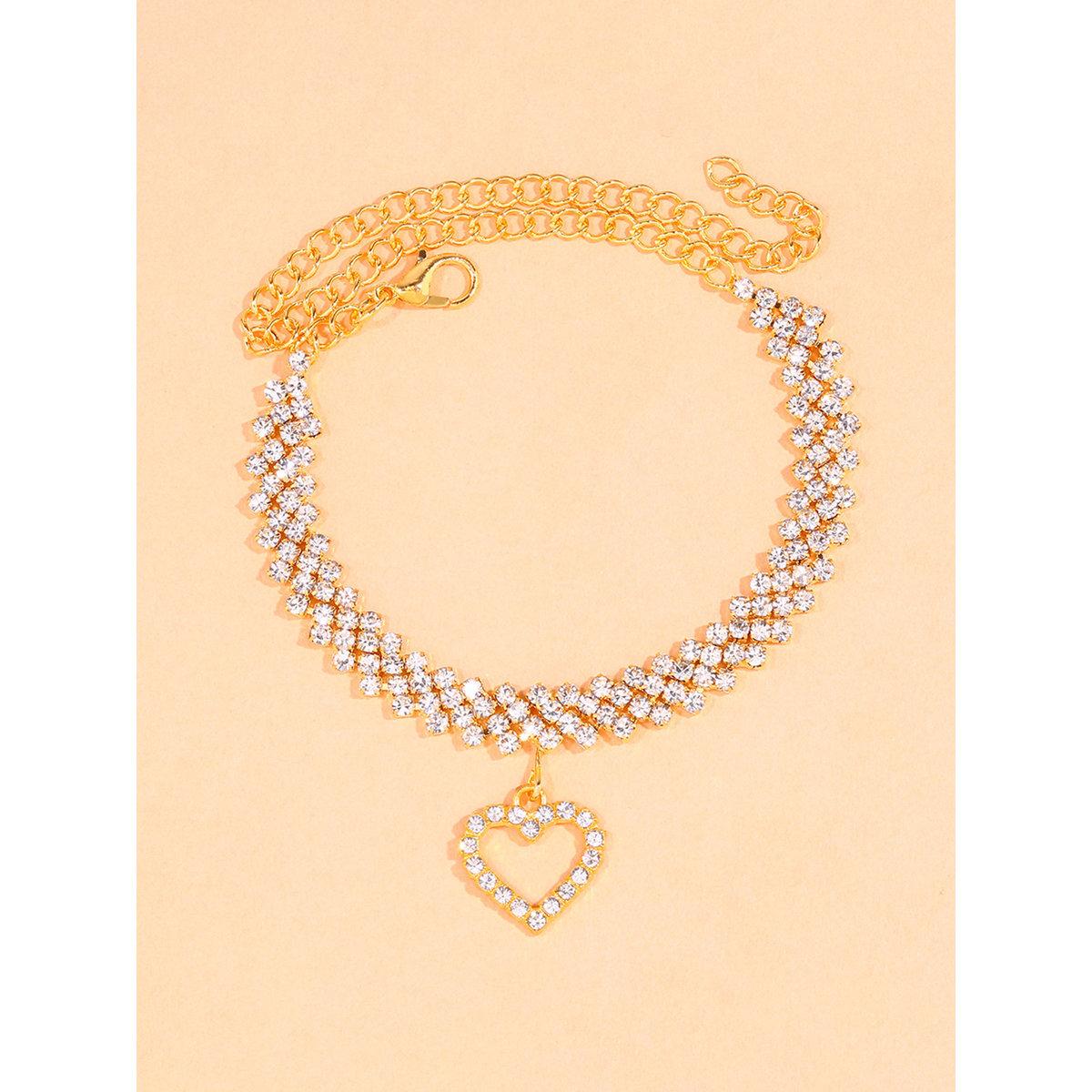Take Two Embellished Anklet with Heart Drop-women-watchesandjewellery-jewellery-anklets-image-3