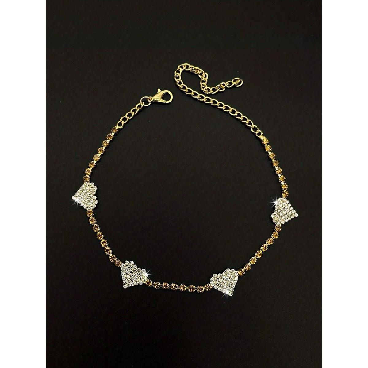 Take Two Embellished Heart Anklet-women-watchesandjewellery-jewellery-anklets-image-3