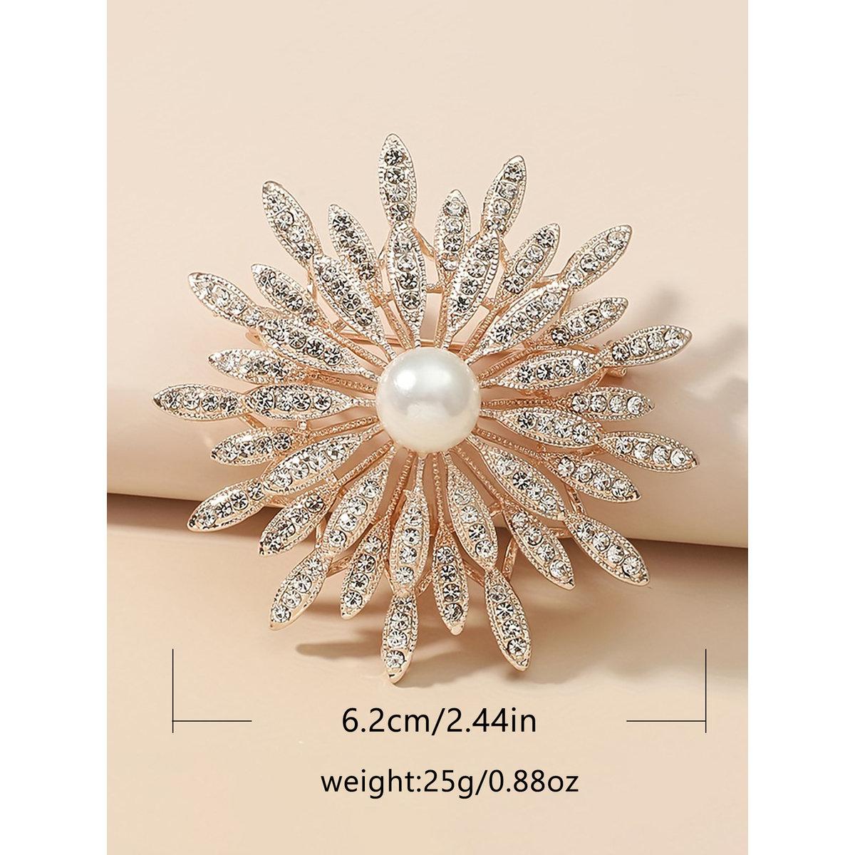 Take Two Rhinestone Flower with Faux Pearl Detail Brooch-women-watchesandjewellery-jewellery-brooches-image-3