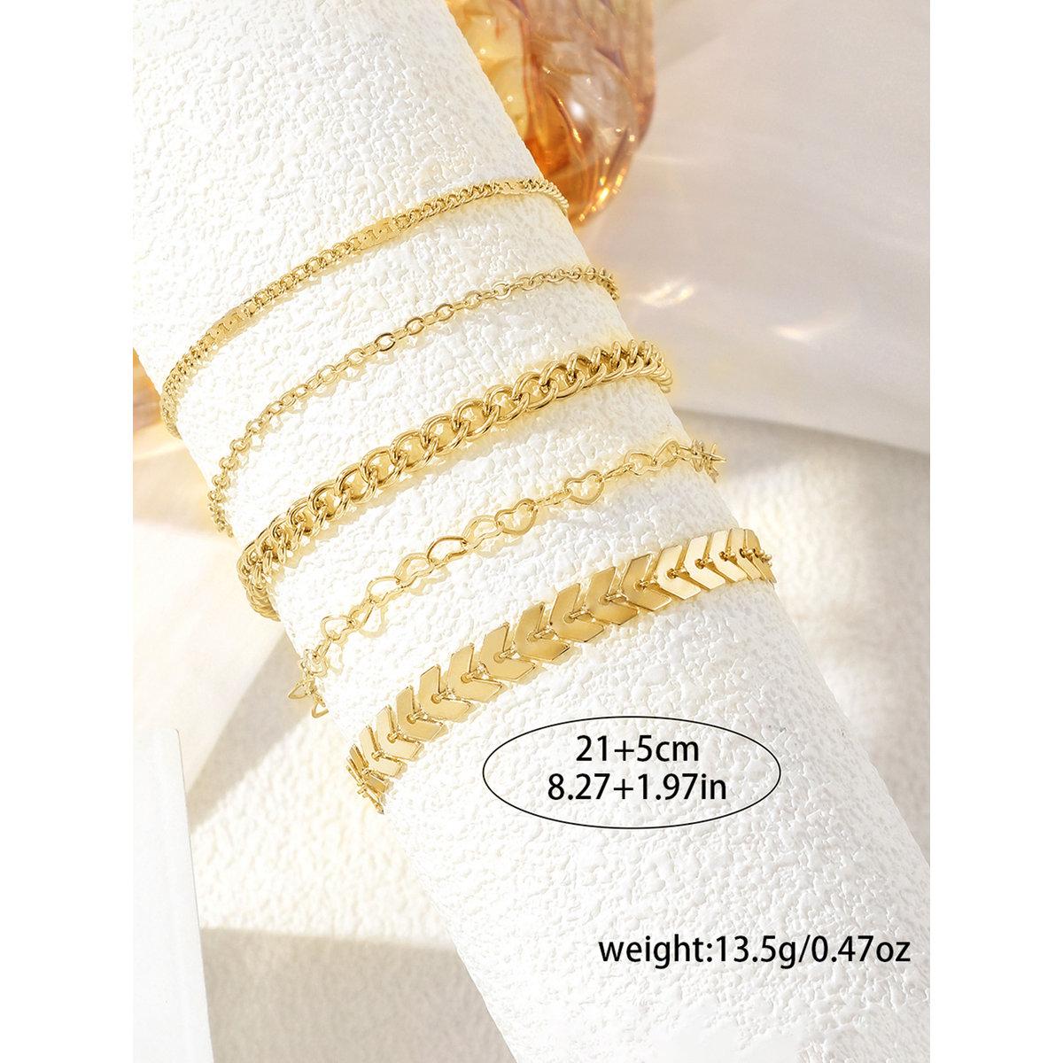 Take Two Set of 5 - Gold Assorted Chain Anklets-women-watchesandjewellery-jewellery-anklets-image-2