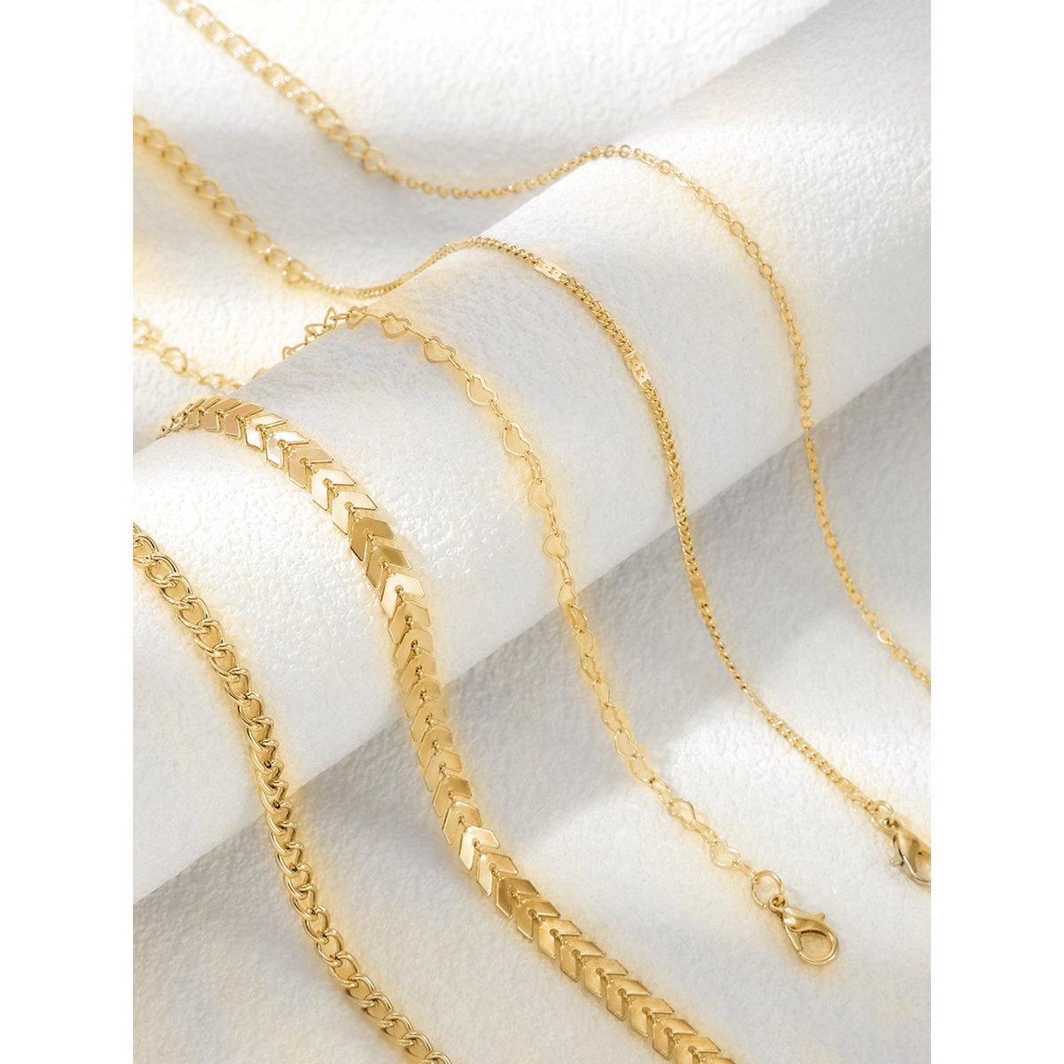 Take Two Set of 5 - Gold Assorted Chain Anklets-women-watchesandjewellery-jewellery-anklets-image-3