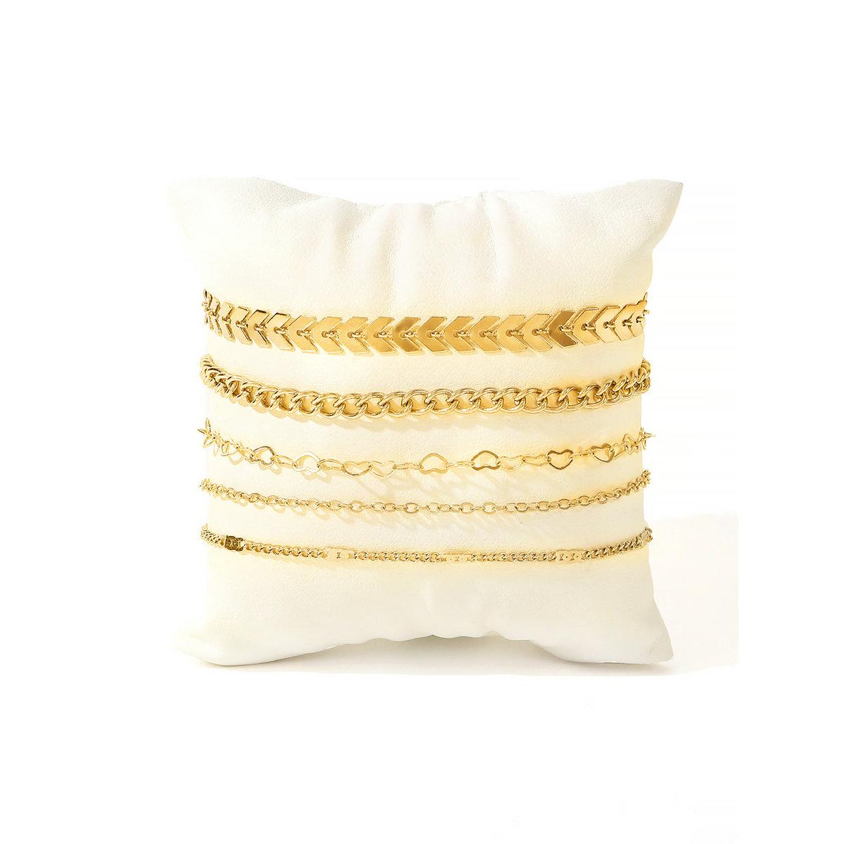 Take Two Set of 5 - Gold Assorted Chain Anklets-women-watchesandjewellery-jewellery-anklets-image-4