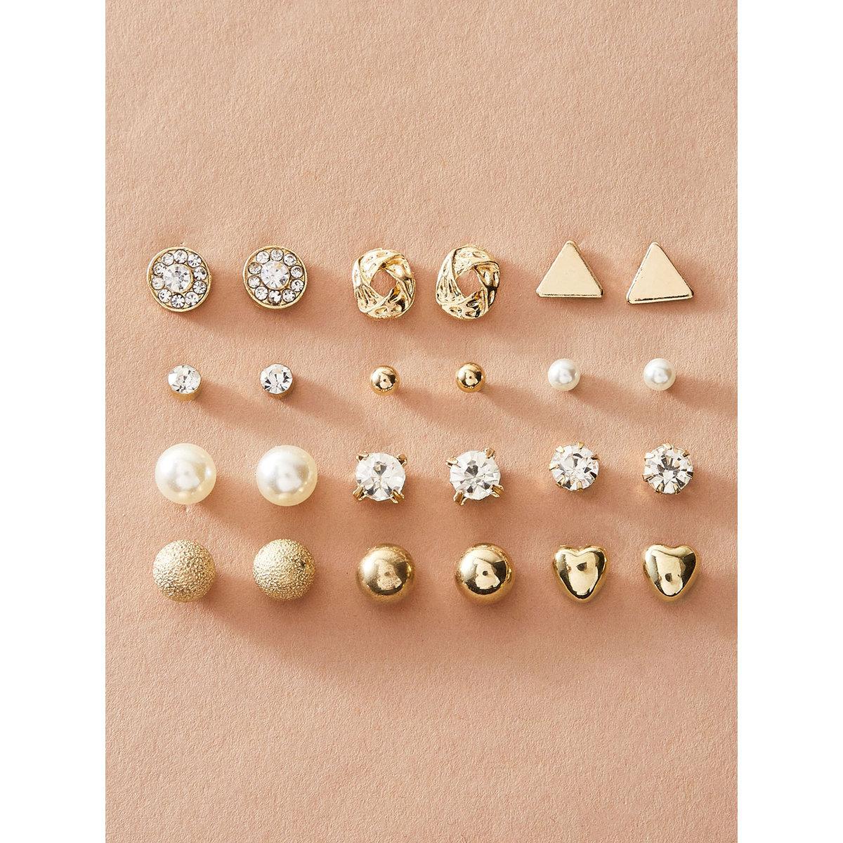 Take Two Set of 12 - Gold Assorted Earrings-women-watchesandjewellery-jewellery-earrings-image-1