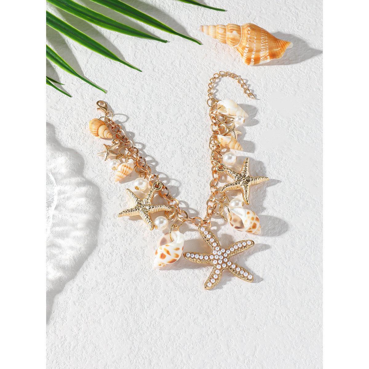 Take Two Charm Bracelet with Seashell and Starfish Pendants-women-watchesandjewellery-jewellery-banglesandbracelets-image-4