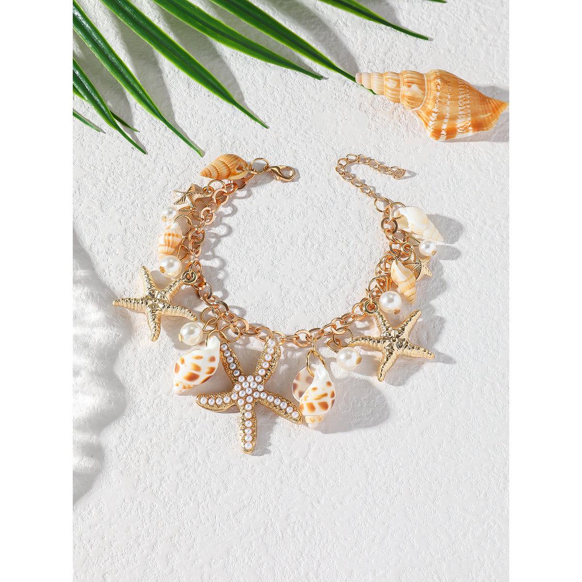 Take Two Charm Bracelet with Seashell and Starfish Pendants-women-watchesandjewellery-jewellery-banglesandbracelets-image-5