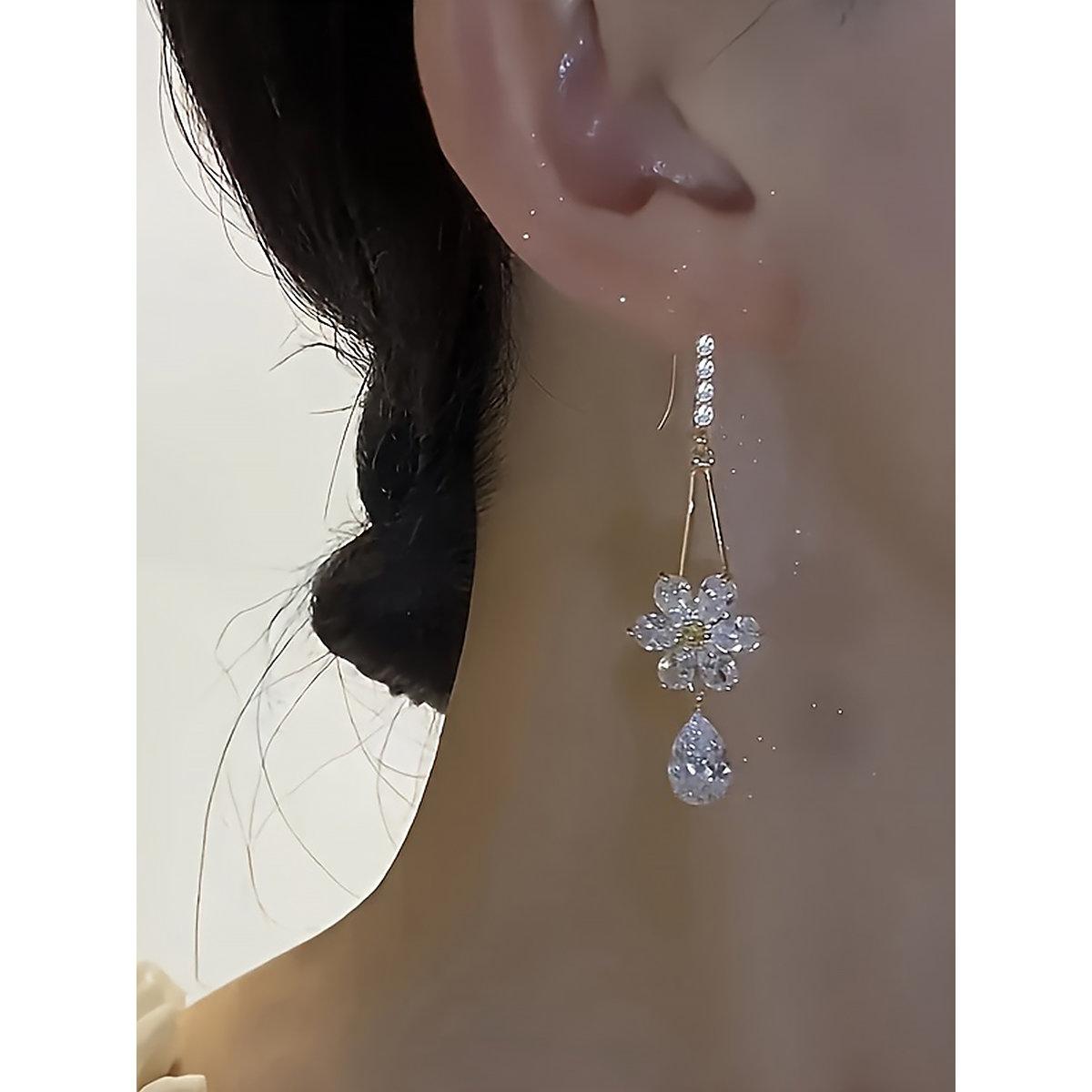 Take Two Faux Crystal Floral Drop Earrings-women-watchesandjewellery-jewellery-earrings-image-2