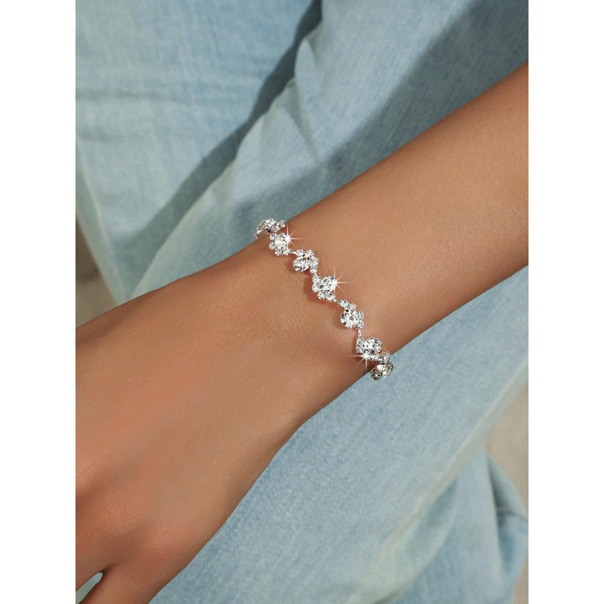 Take Two Rhinestone Flower Bracelet-women-watchesandjewellery-jewellery-banglesandbracelets-image-1
