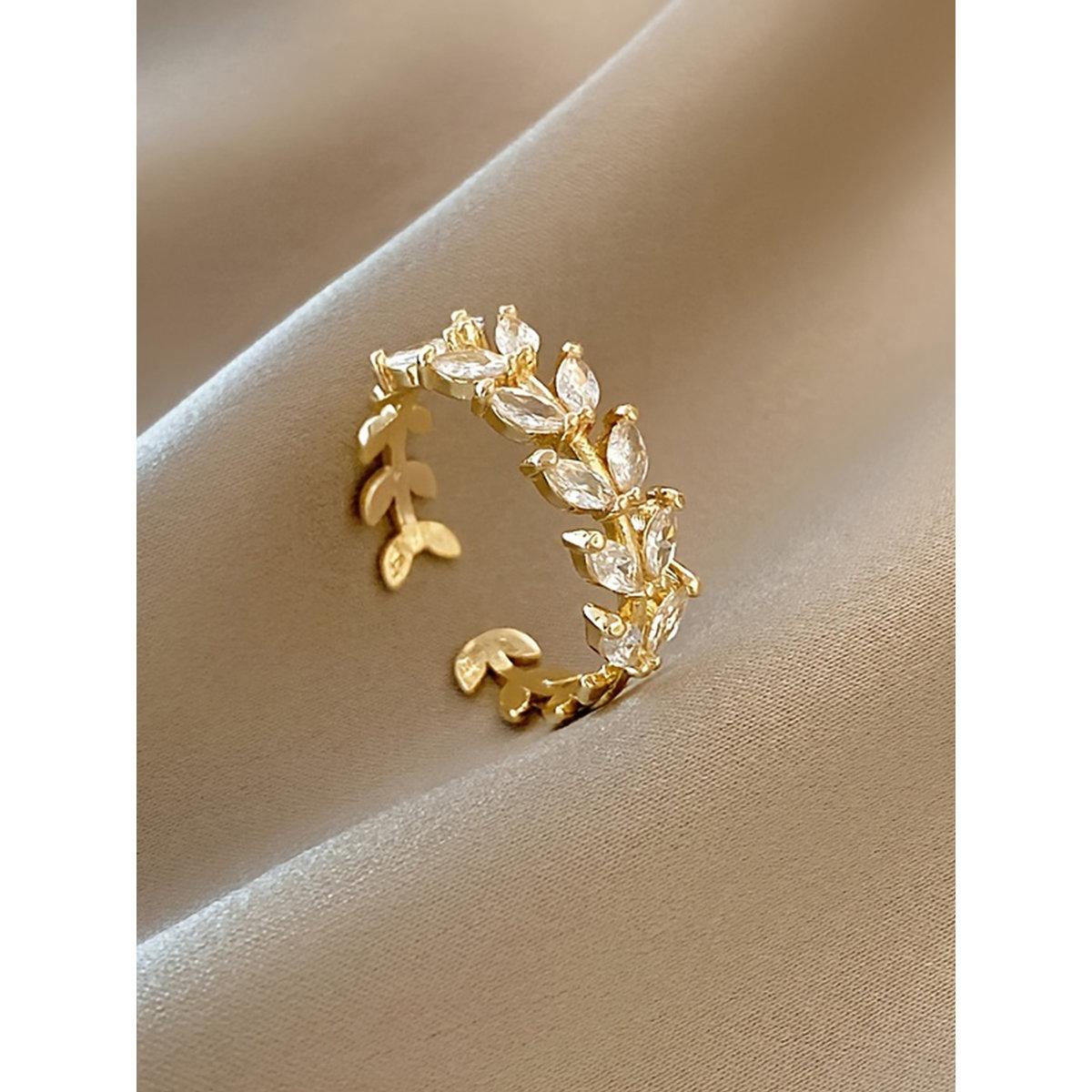 Take Two Zircon Leaf Embellished Ring-women-watchesandjewellery-jewellery-rings-image-3