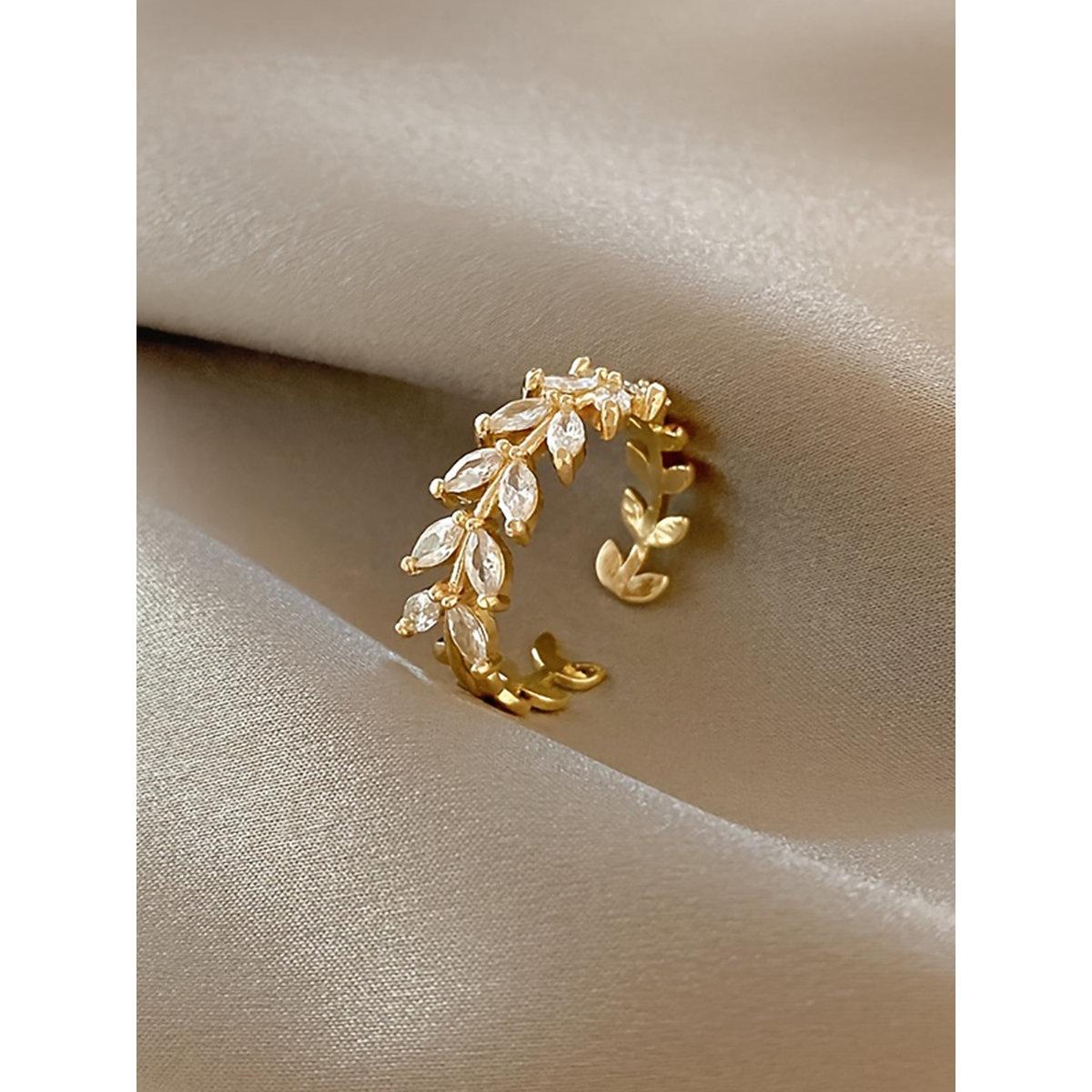 Take Two Zircon Leaf Embellished Ring-women-watchesandjewellery-jewellery-rings-image-4