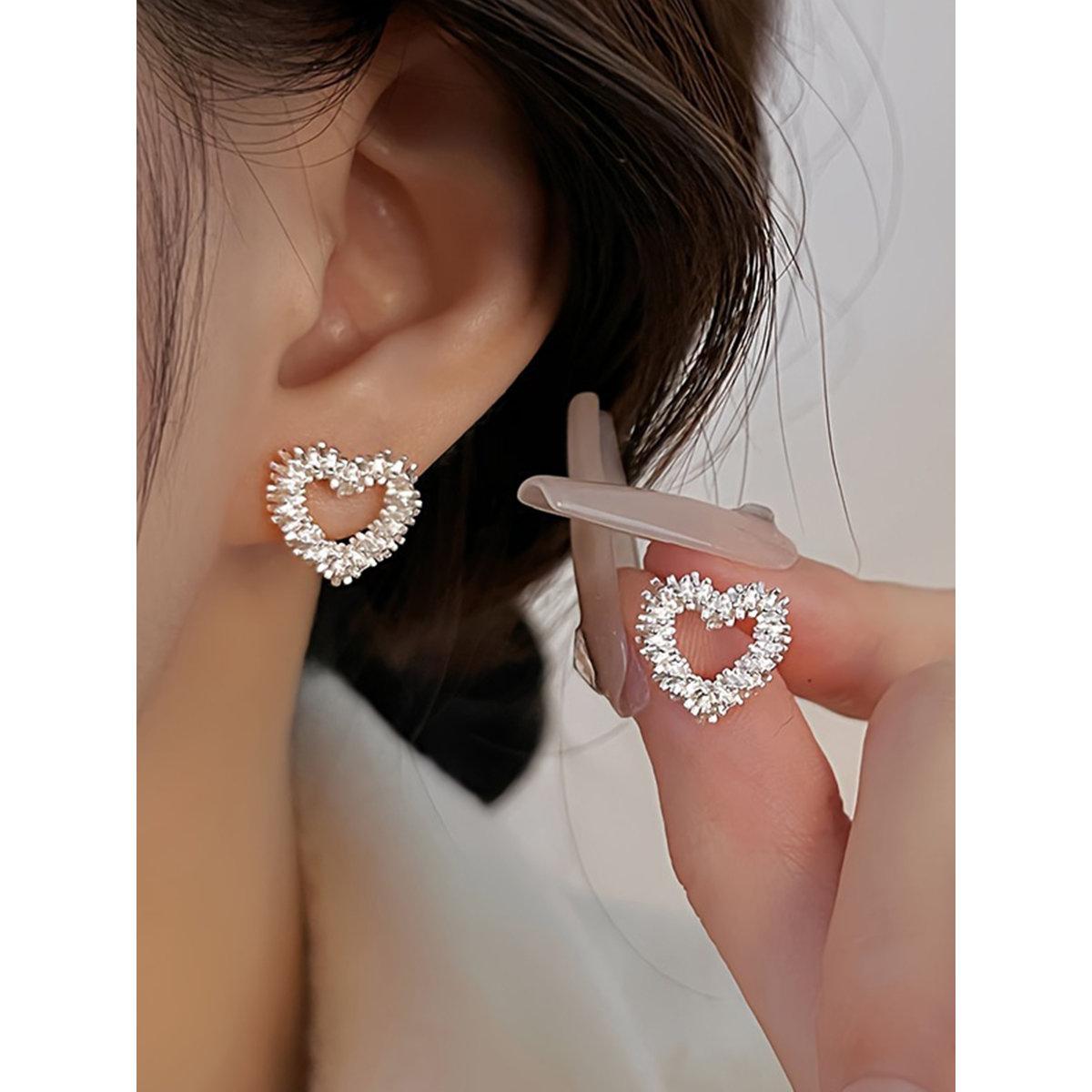 Take Two Embellished Heart Earrings-women-watchesandjewellery-jewellery-earrings-image-1