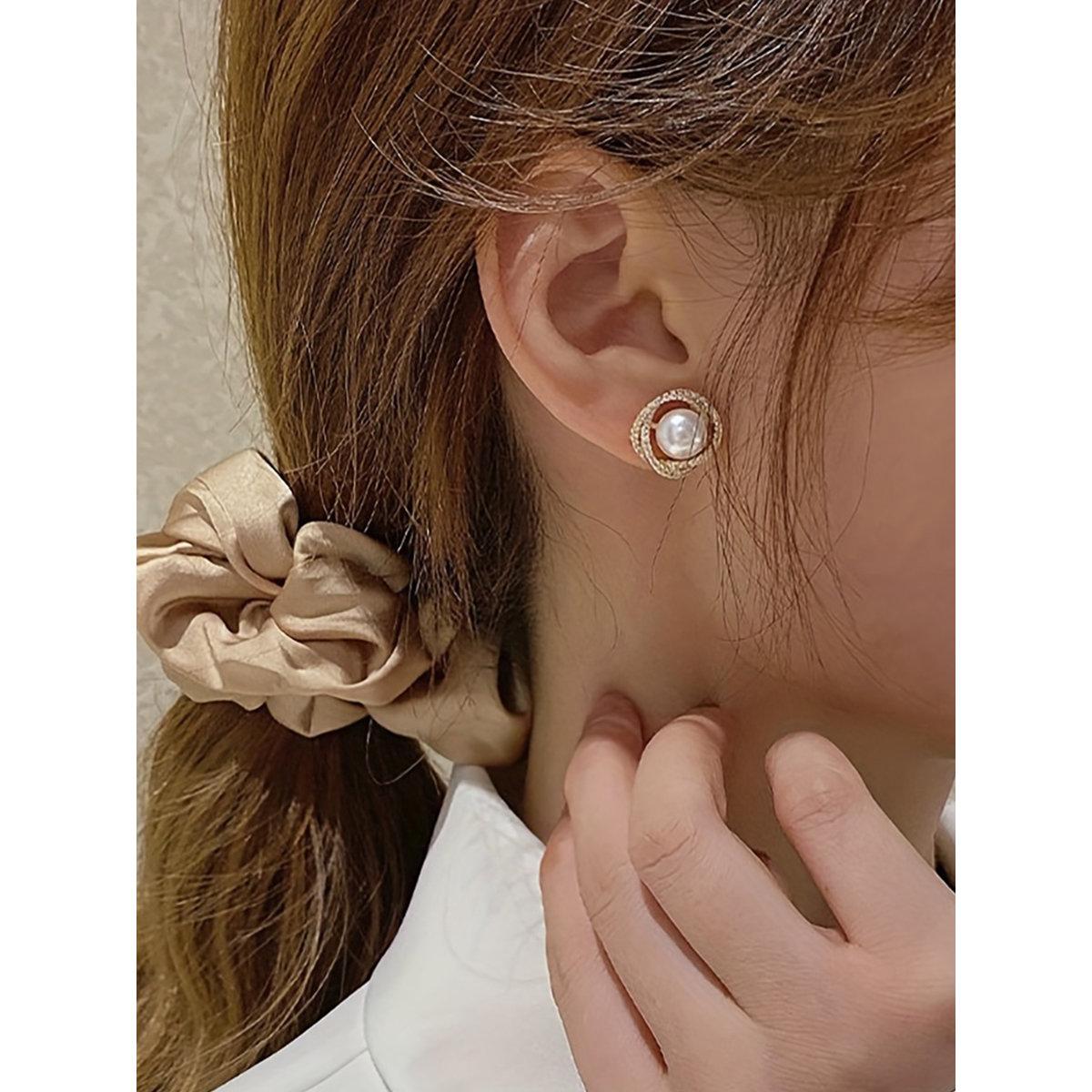 Take Two Embellished Circle with Faux Pearl Earrings-women-watchesandjewellery-jewellery-earrings-image-5