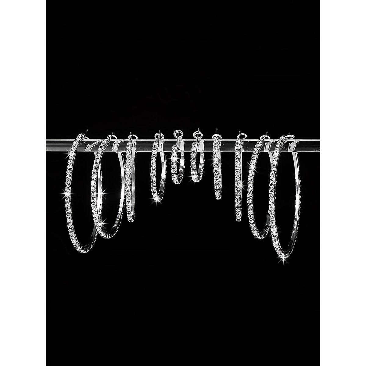 مجموعة من 5 - أقراط دائرية بتفاصيل مُنمقة-women-watchesandjewellery-jewellery-earrings-image-1