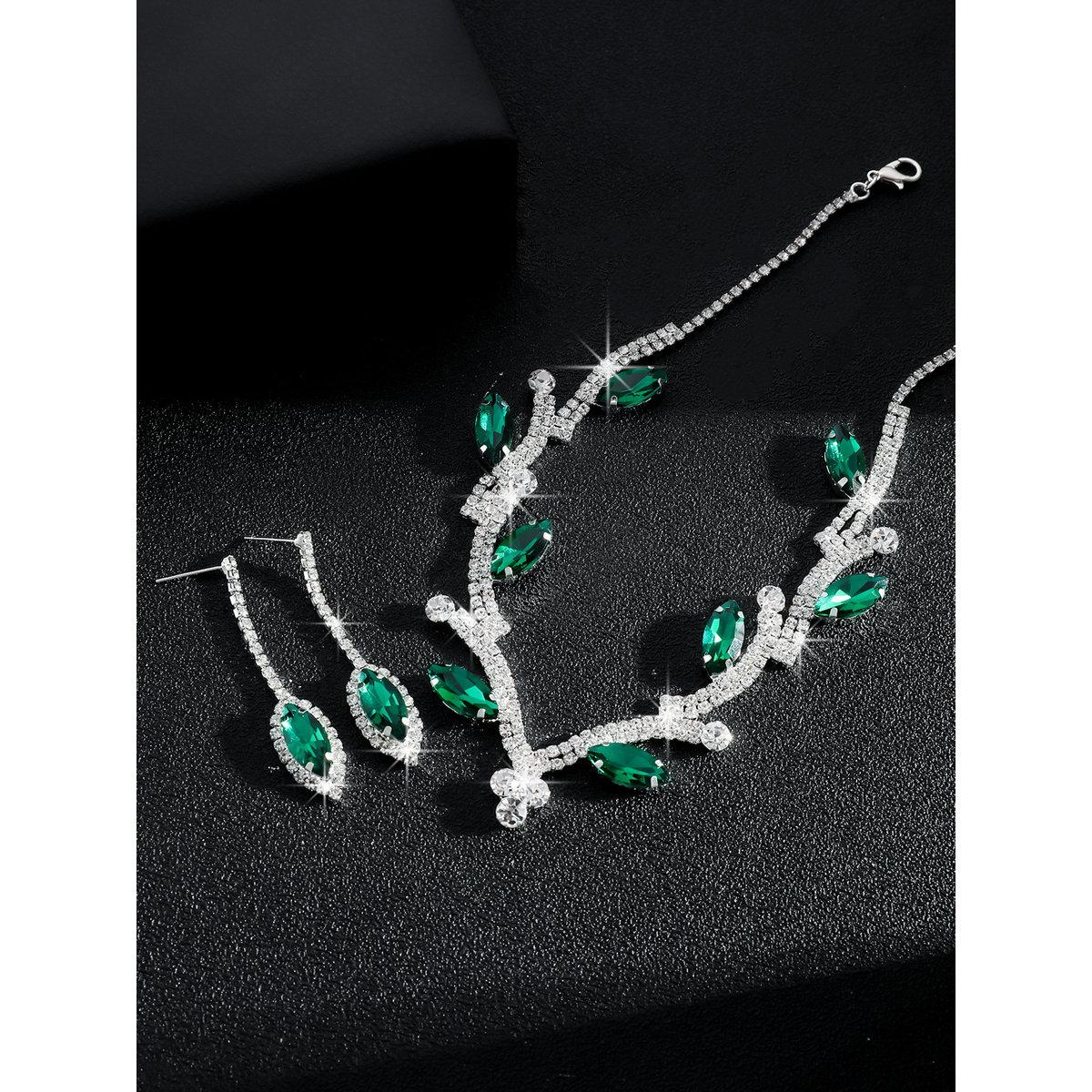 Take Two Rhinestone Leaf Necklace and Earrings Set-women-watchesandjewellery-jewellery-jewellerysets-image-3