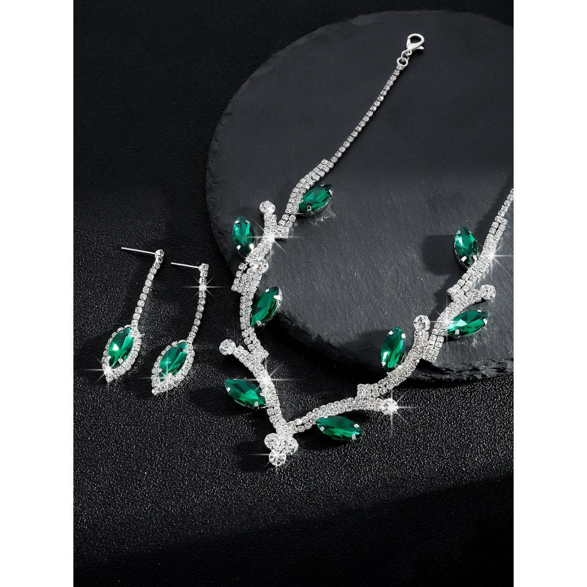 Take Two Rhinestone Leaf Necklace and Earrings Set-women-watchesandjewellery-jewellery-jewellerysets-image-4