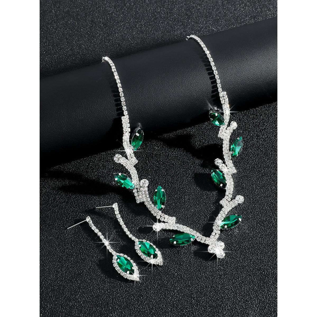 Take Two Rhinestone Leaf Necklace and Earrings Set-women-watchesandjewellery-jewellery-jewellerysets-image-5