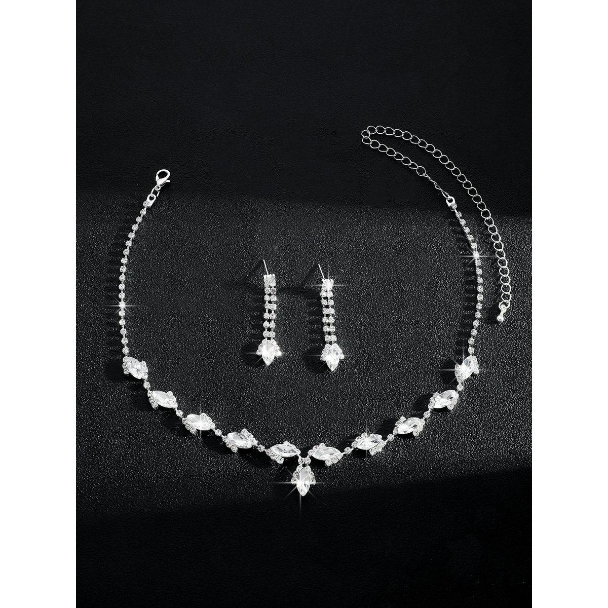 Take Two Embellished Rhinestone Drop Necklace and Earrings Set-women-watchesandjewellery-jewellery-jewellerysets-image-2