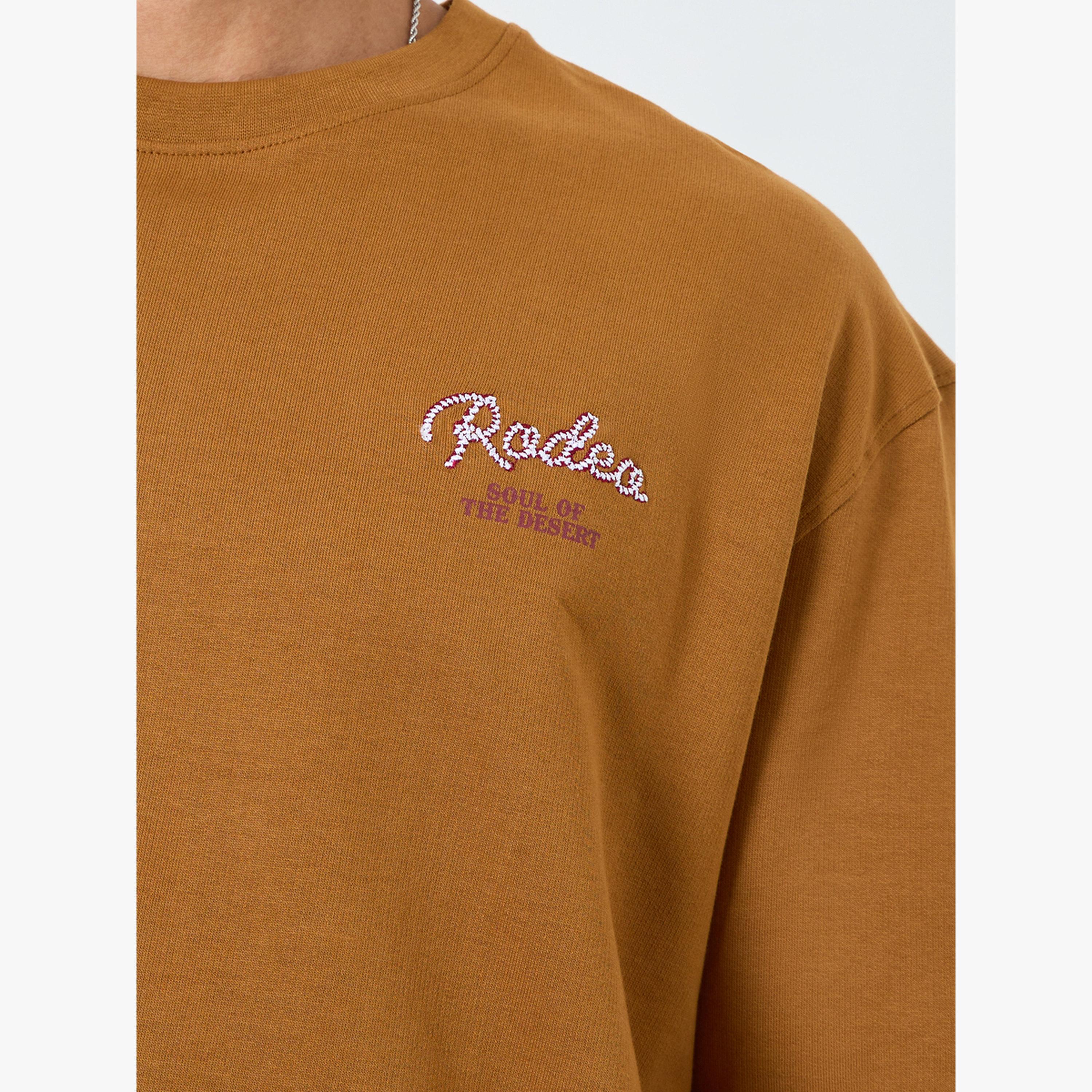 Styli Men Brown Embroidered Slogan Oversized T-Shirt-men-clothing-tshirtsandpolos-tshirts-image-4