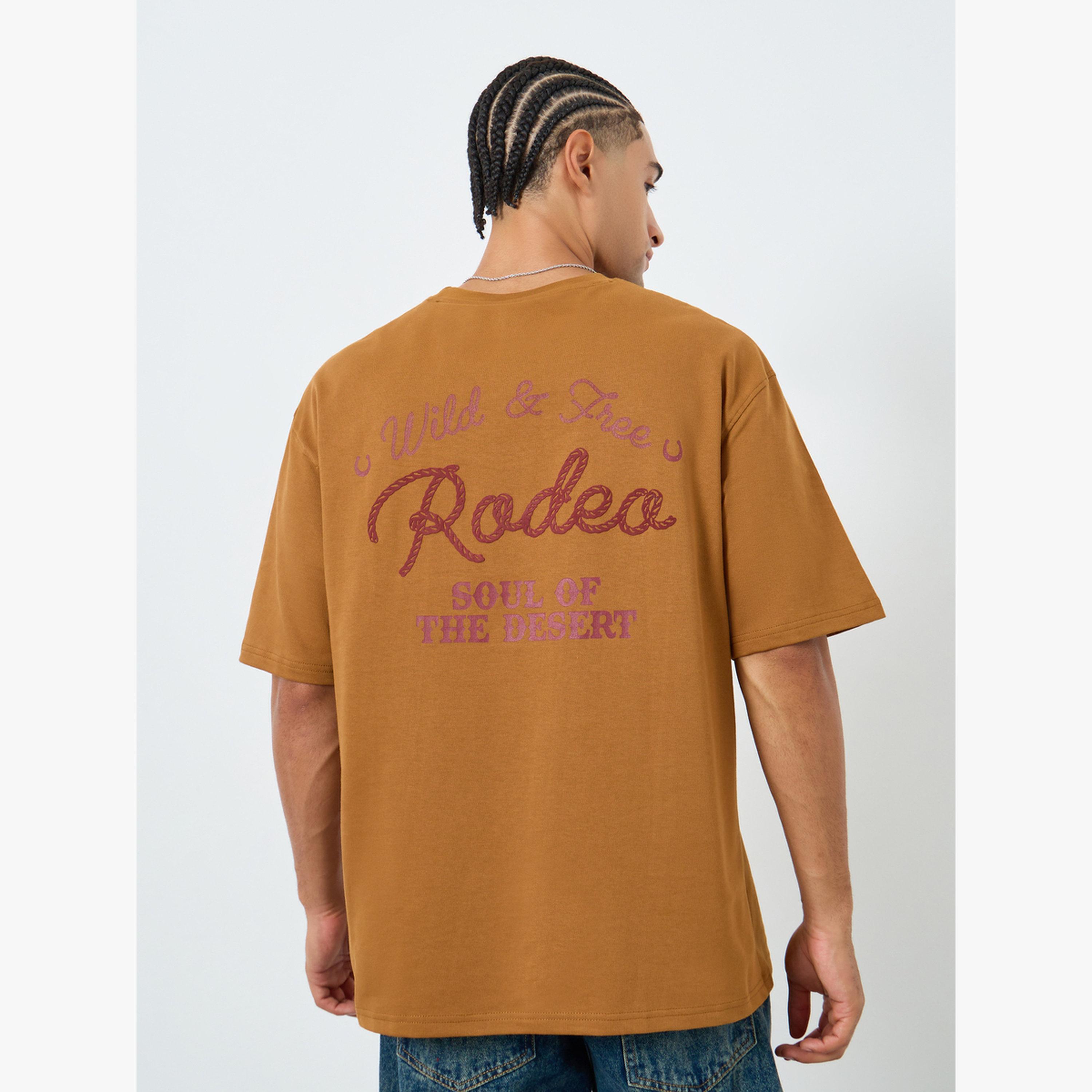 Styli Men Brown Embroidered Slogan Oversized T-Shirt-men-clothing-tshirtsandpolos-tshirts-image-6