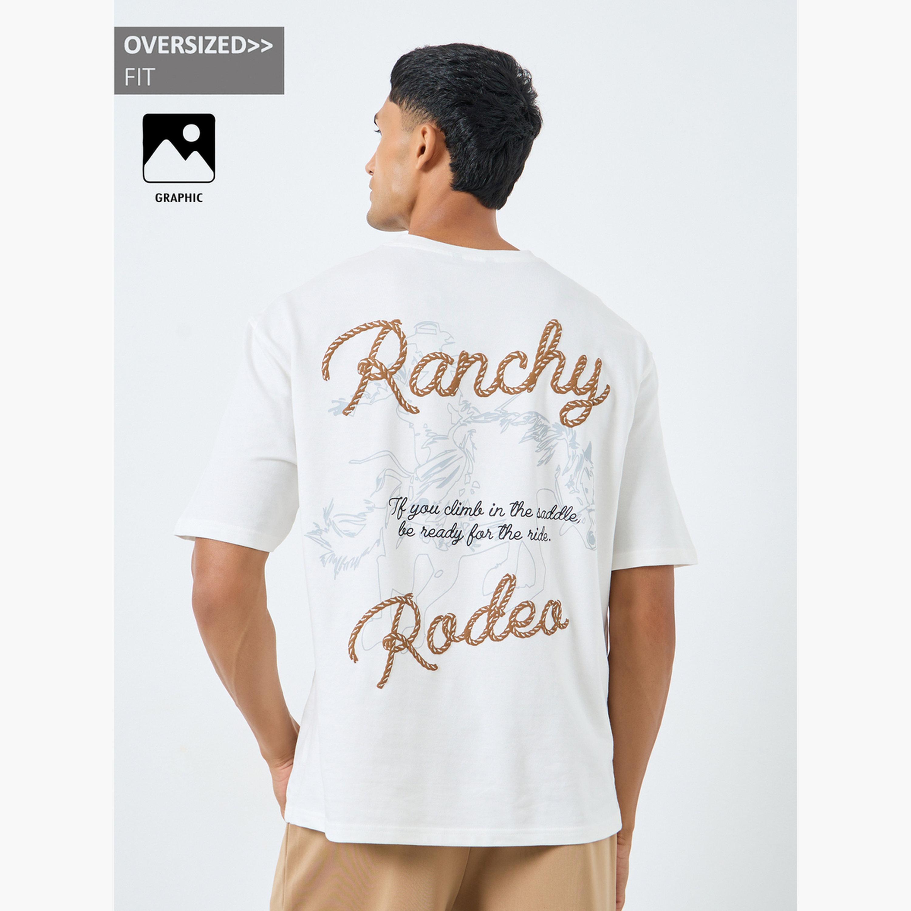Styli Men White Ranchy Rodeo Graphic Oversized T-Shirt-men-clothing-tshirtsandpolos-tshirts-image-3