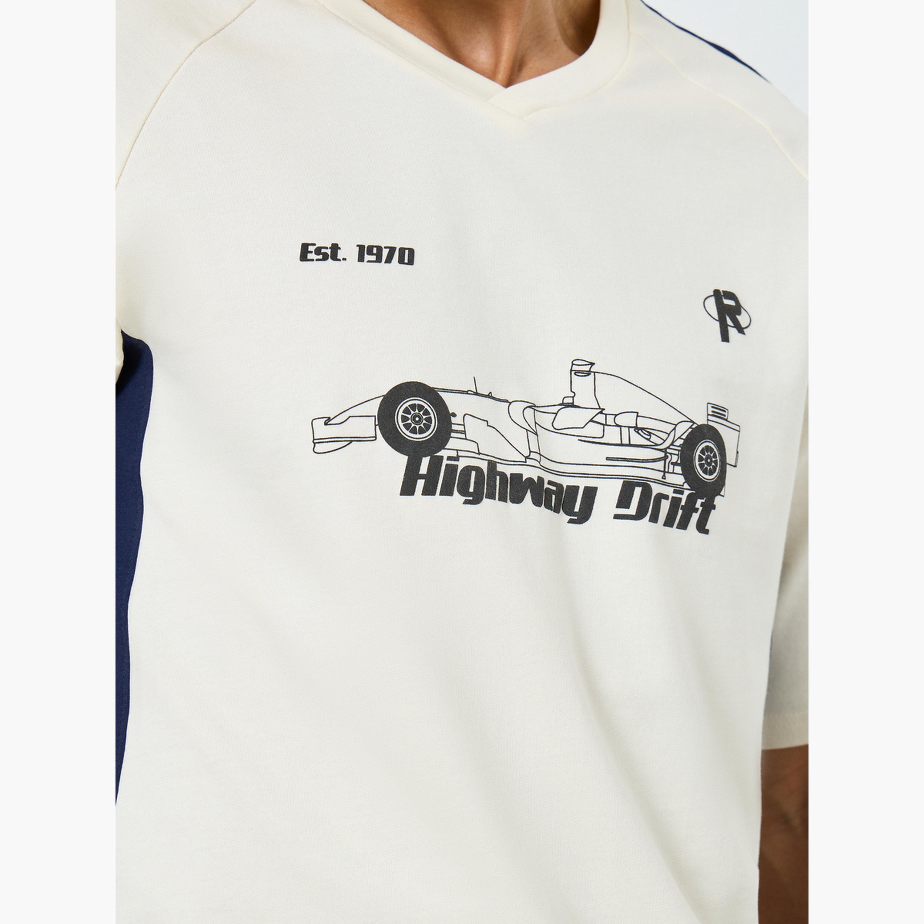 Styli Men Beige Graphic Print Oversized T-Shirt-men-clothing-tshirtsandpolos-tshirts-image-4