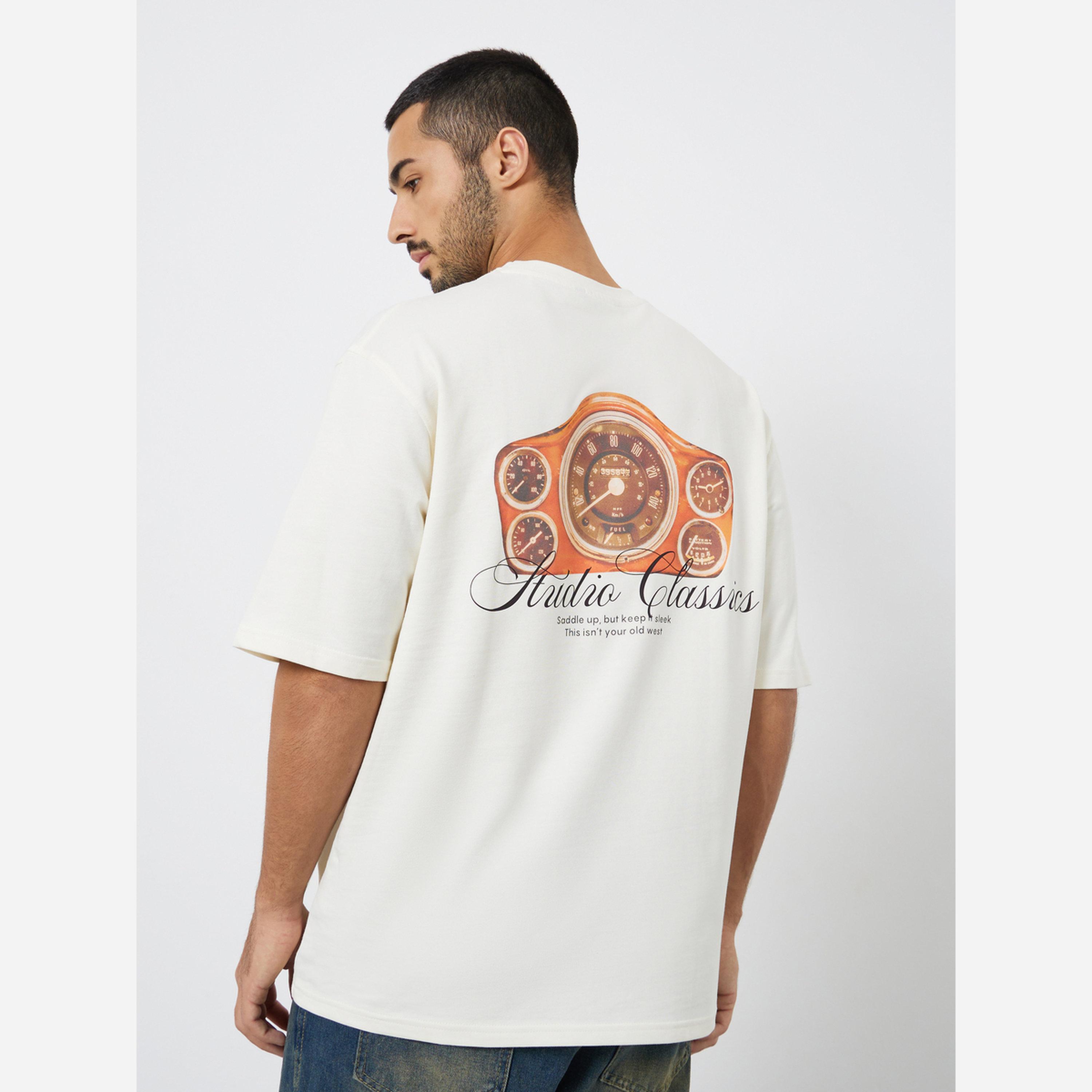 Styli Men Beige Graphic Print Oversized T-Shirt-men-clothing-tshirtsandpolos-tshirts-image-5