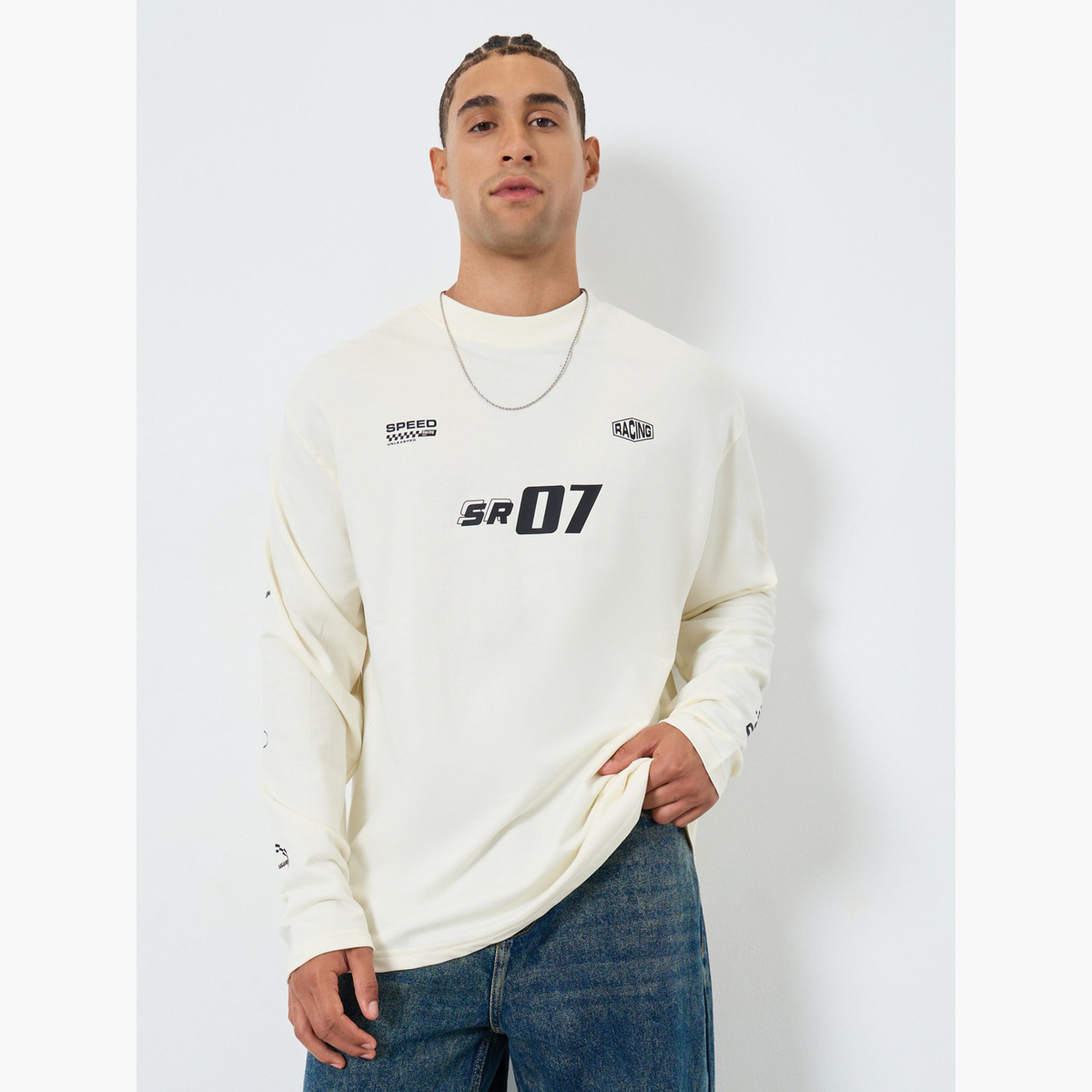 Styli Men Cream Graphic Print Oversized T-Shirt-men-clothing-tshirtsandpolos-tshirts-image-1
